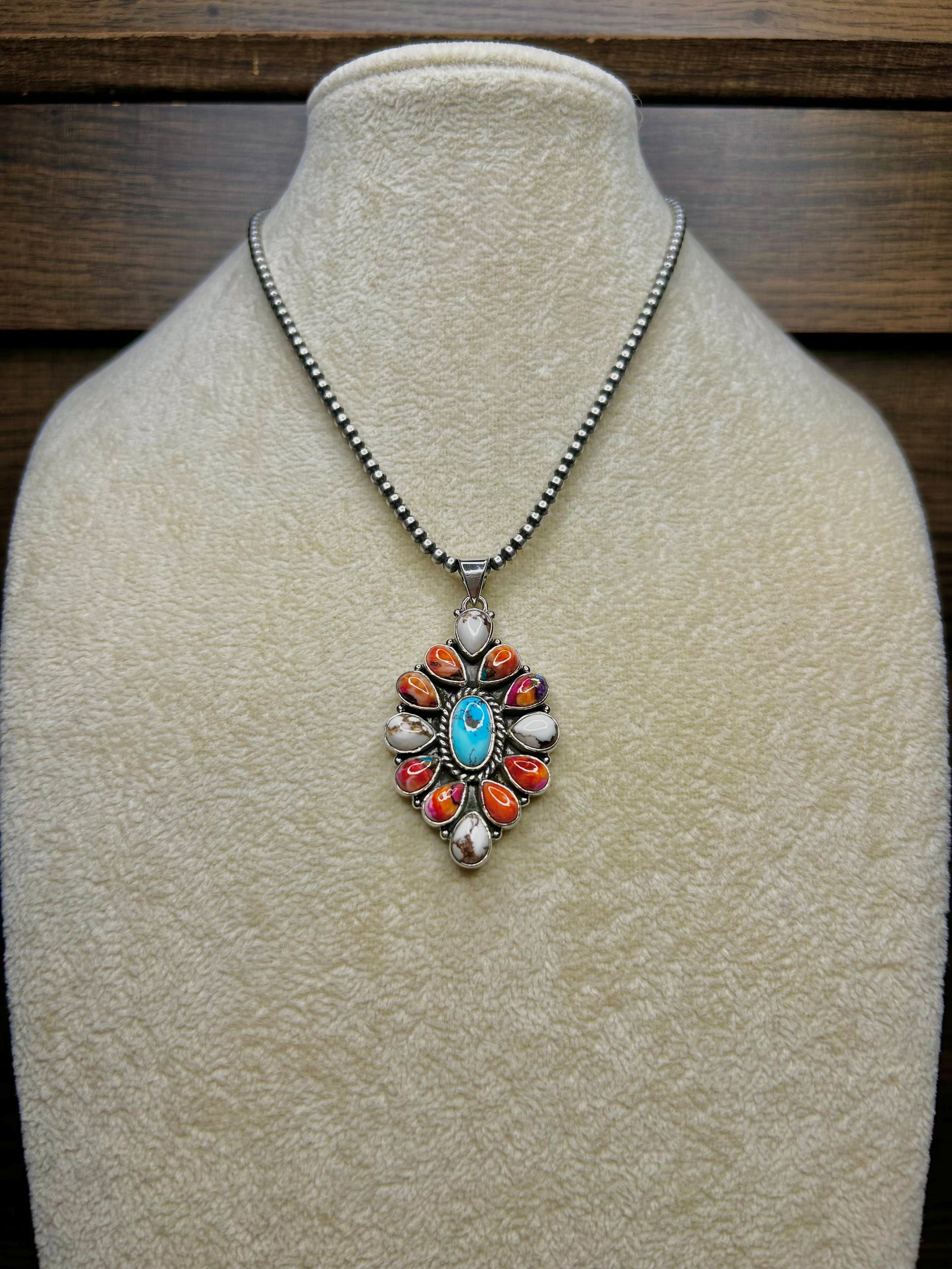 Southwest Multi Stone & Sterling Silver Pendant