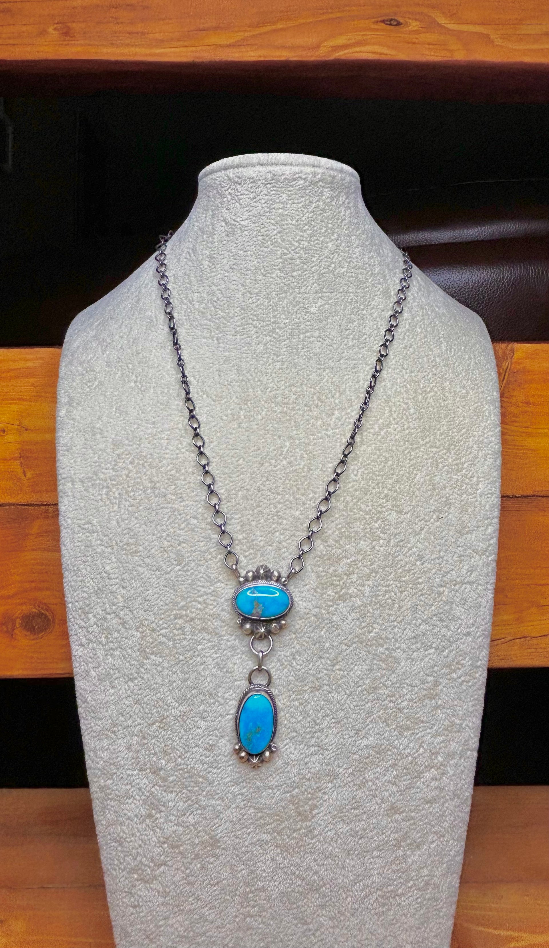 Lorenzo Jhan Kingman Turquoise & Sterling Silver Cluster Necklace