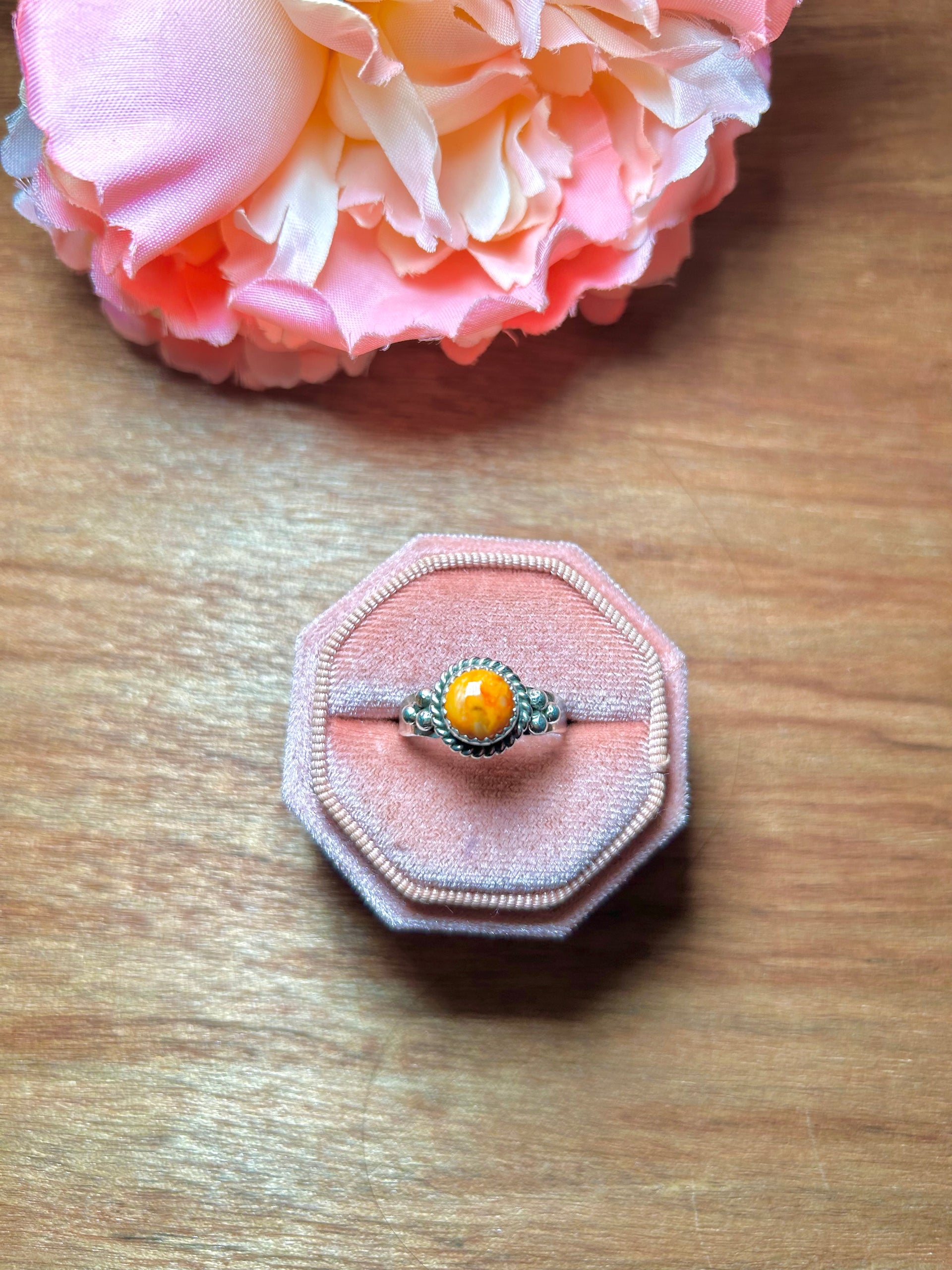 Navajo Made Spiny Oyster & Sterling Silver Ring