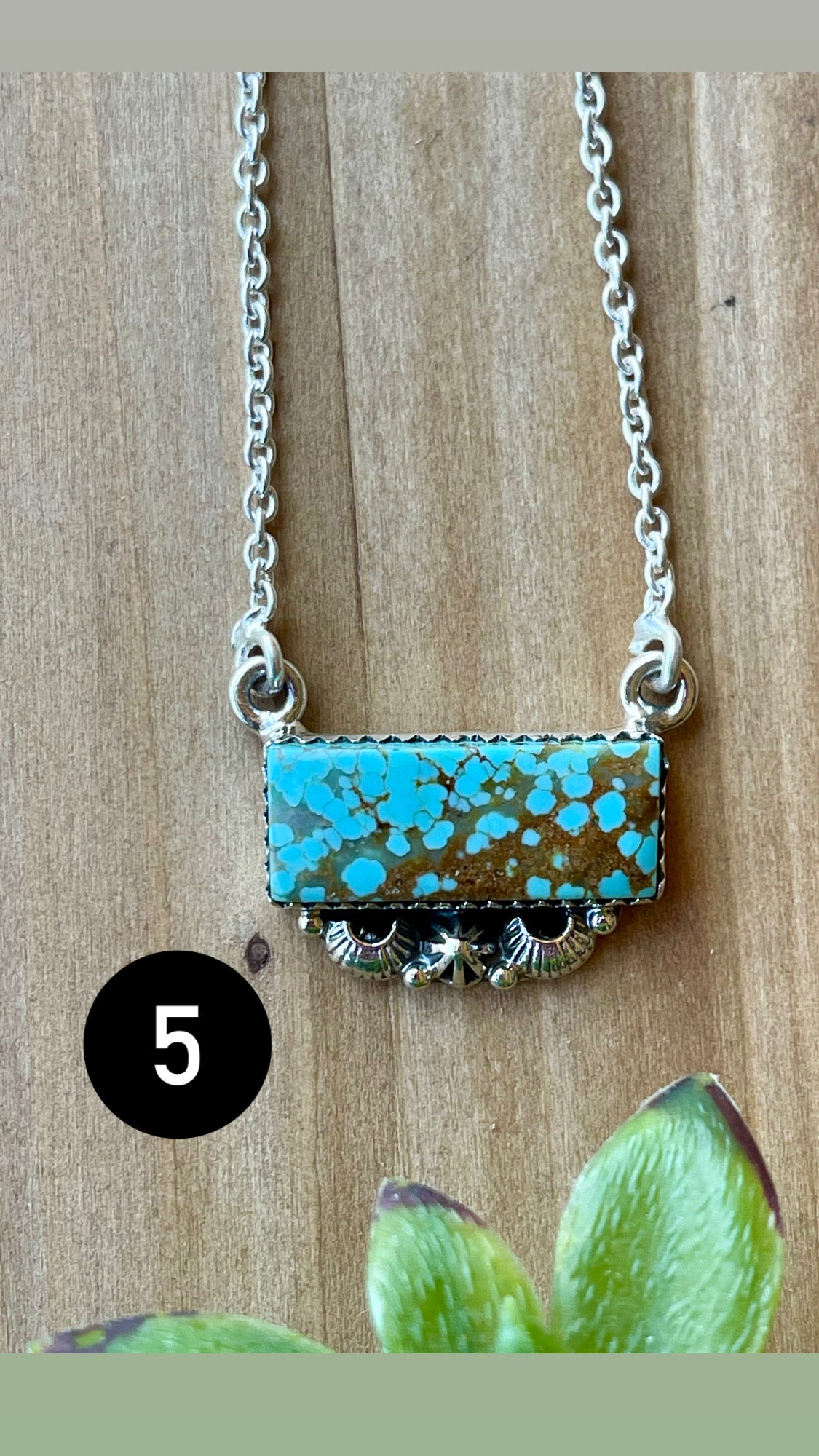 Southwest Handmade Number 8 Turquoise & Sterling Silver Bar Necklace