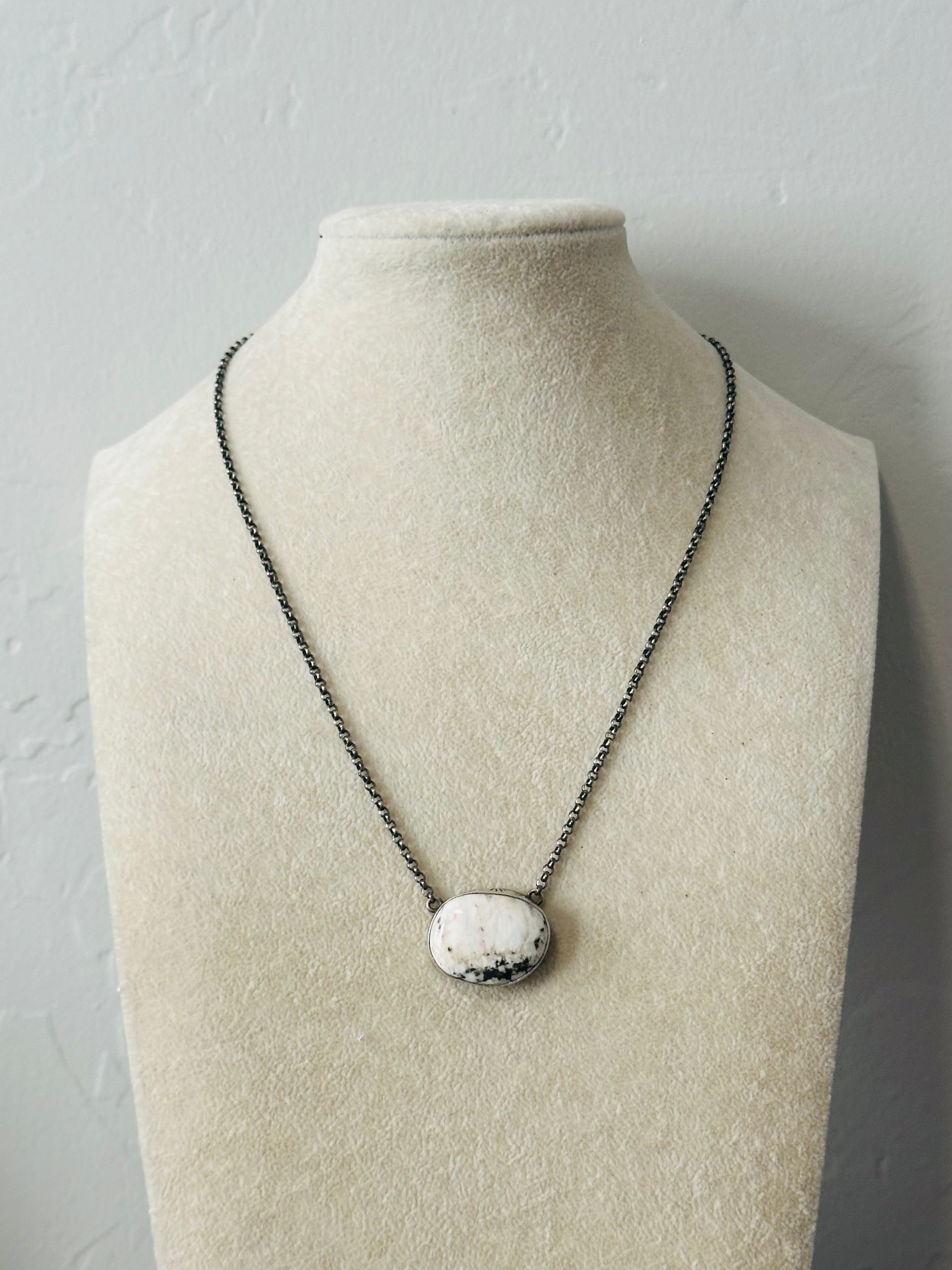 Peggy Skeets White Buffalo & Sterling Silver Necklace