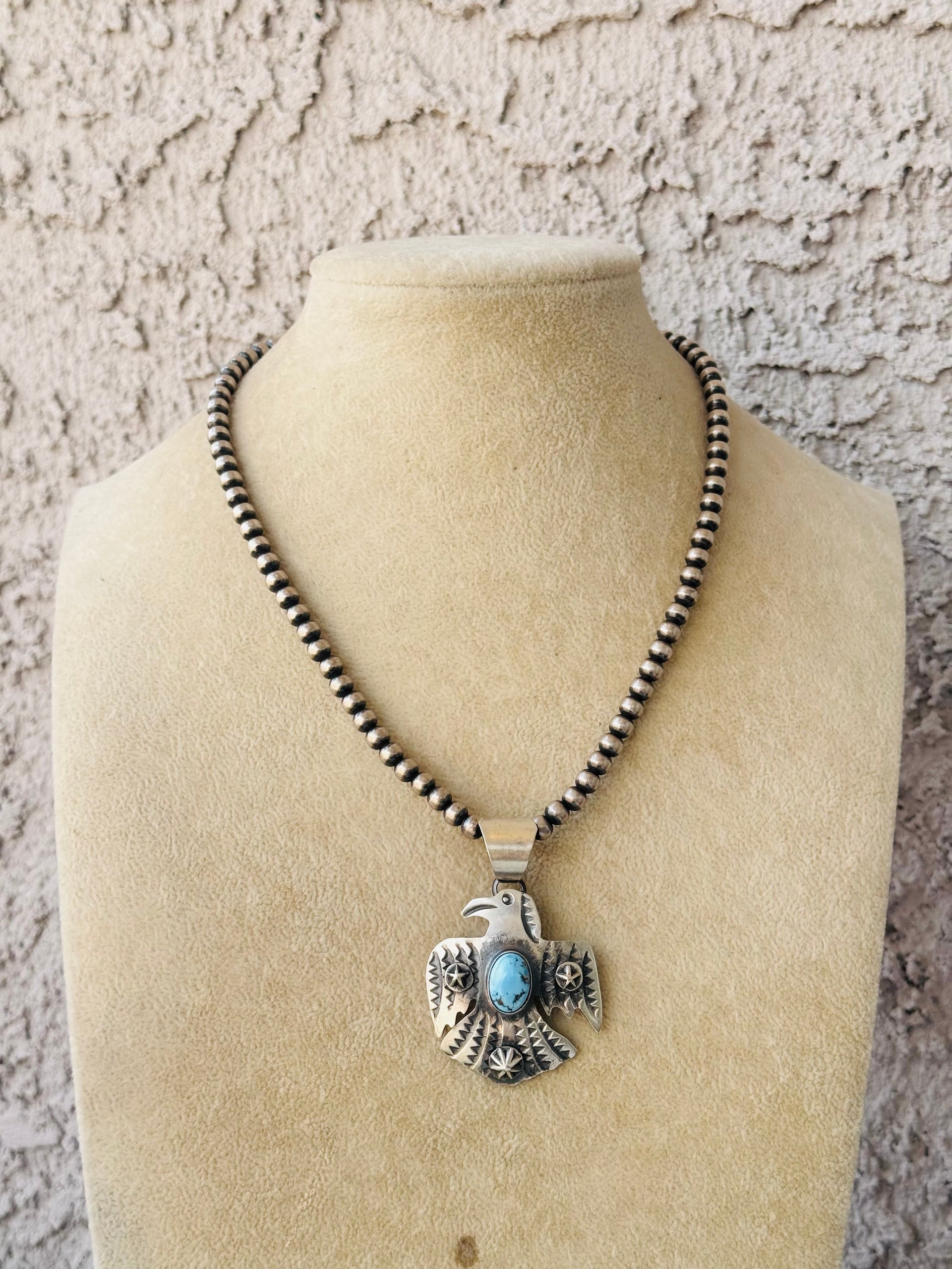 Chimney Butte Golden Hills Turquoise & Sterling Silver Thunderbird Pendant