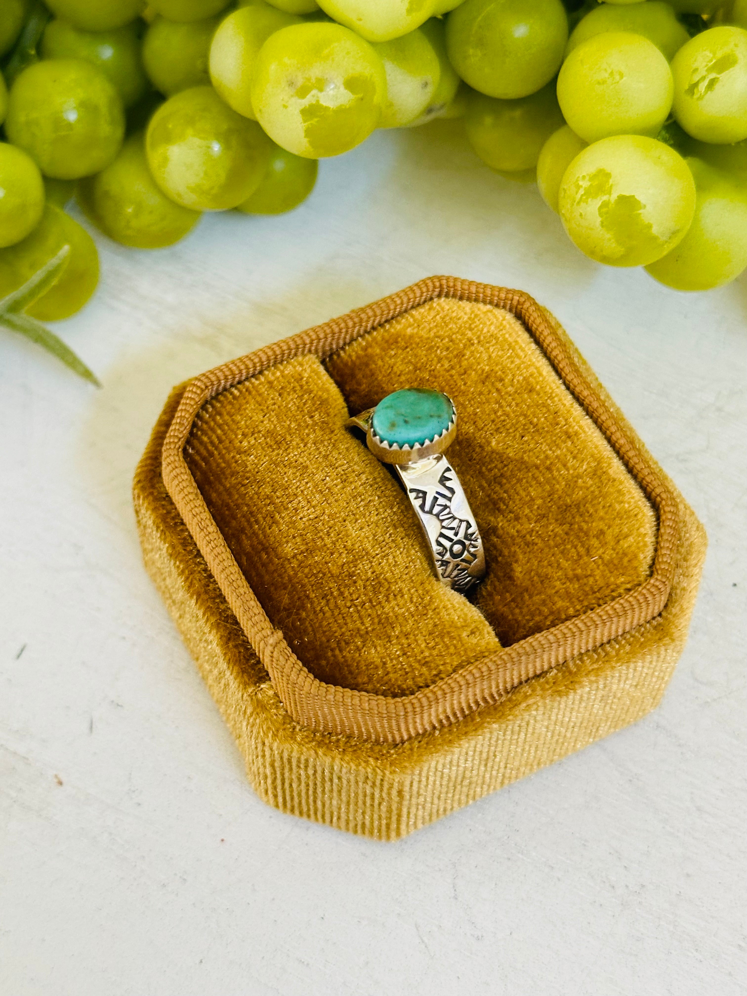 Navajo Made Kingman Turquoise & Sterling Silver Ring