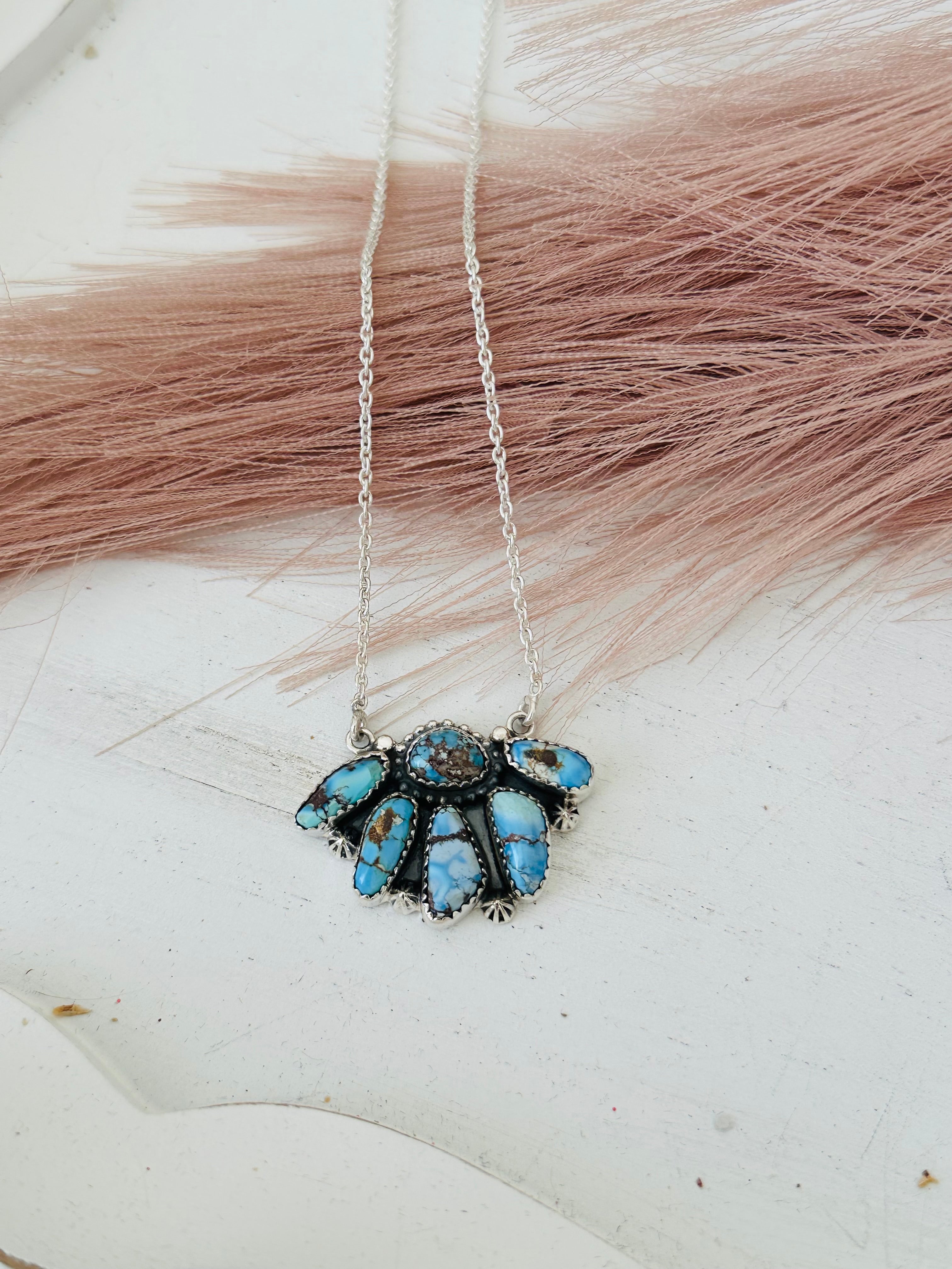 Southwest Handmade Golden Hills Turquoise & Sterling Silver Necklace