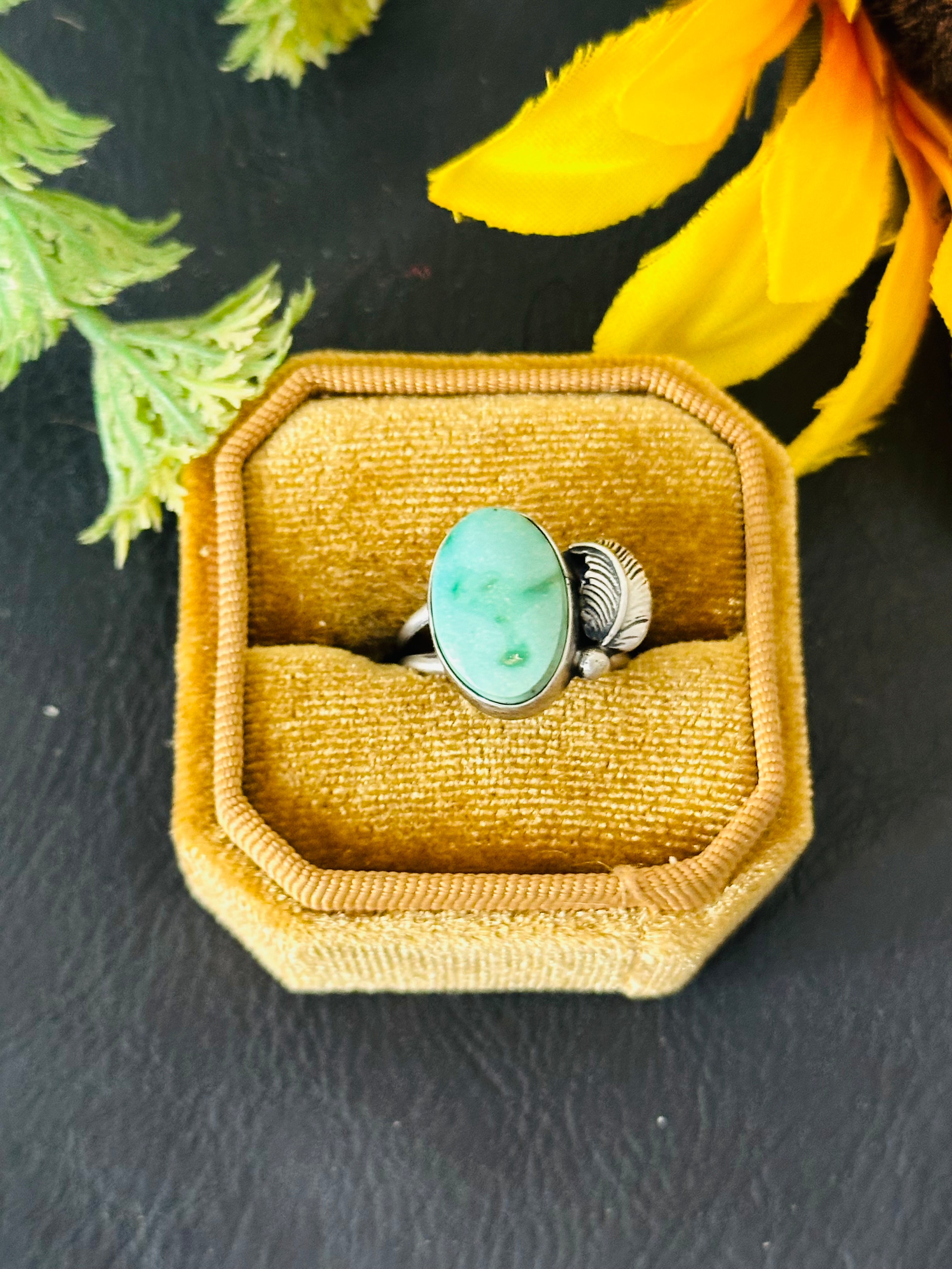 Navajo Made Emerald Valley Turquoise and Sterling Silver Ring