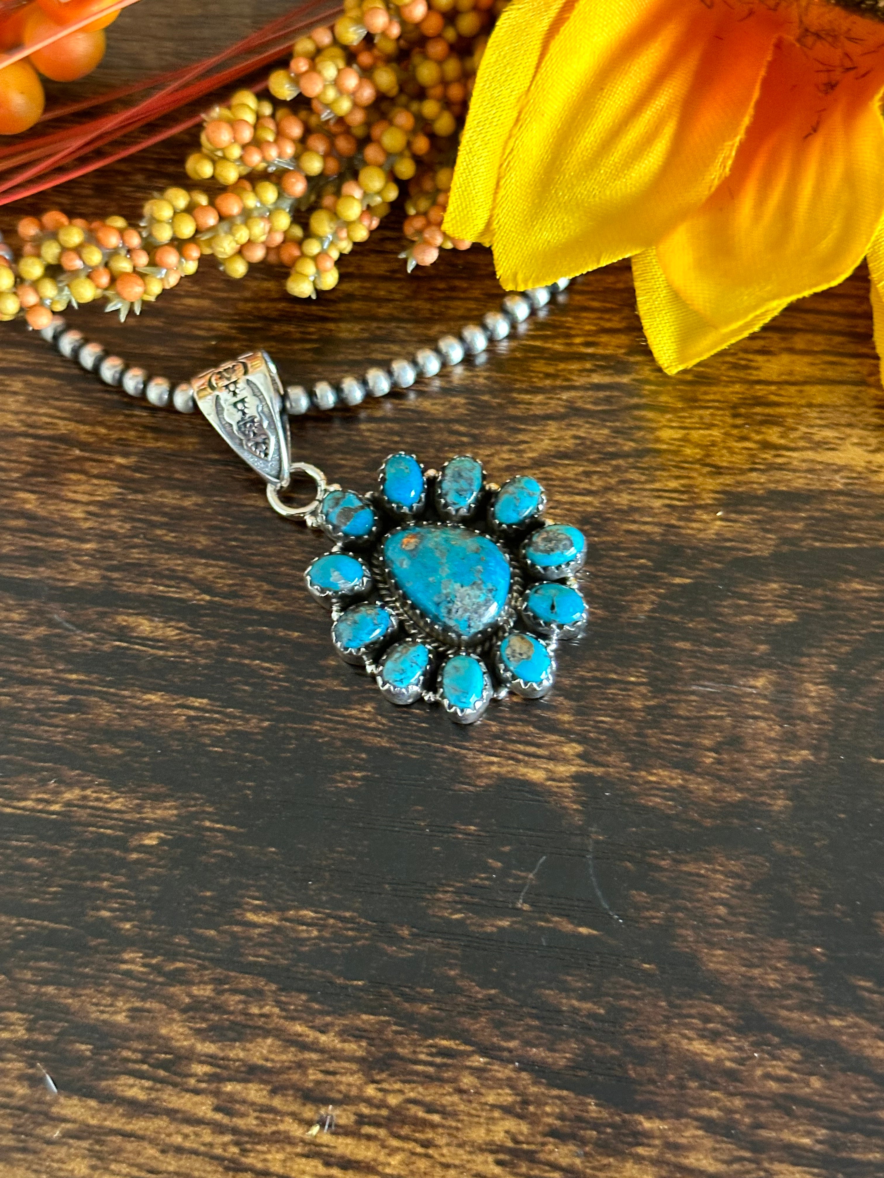 Southwest Handmade Kingman Turquoise & Sterling Silver Pendant