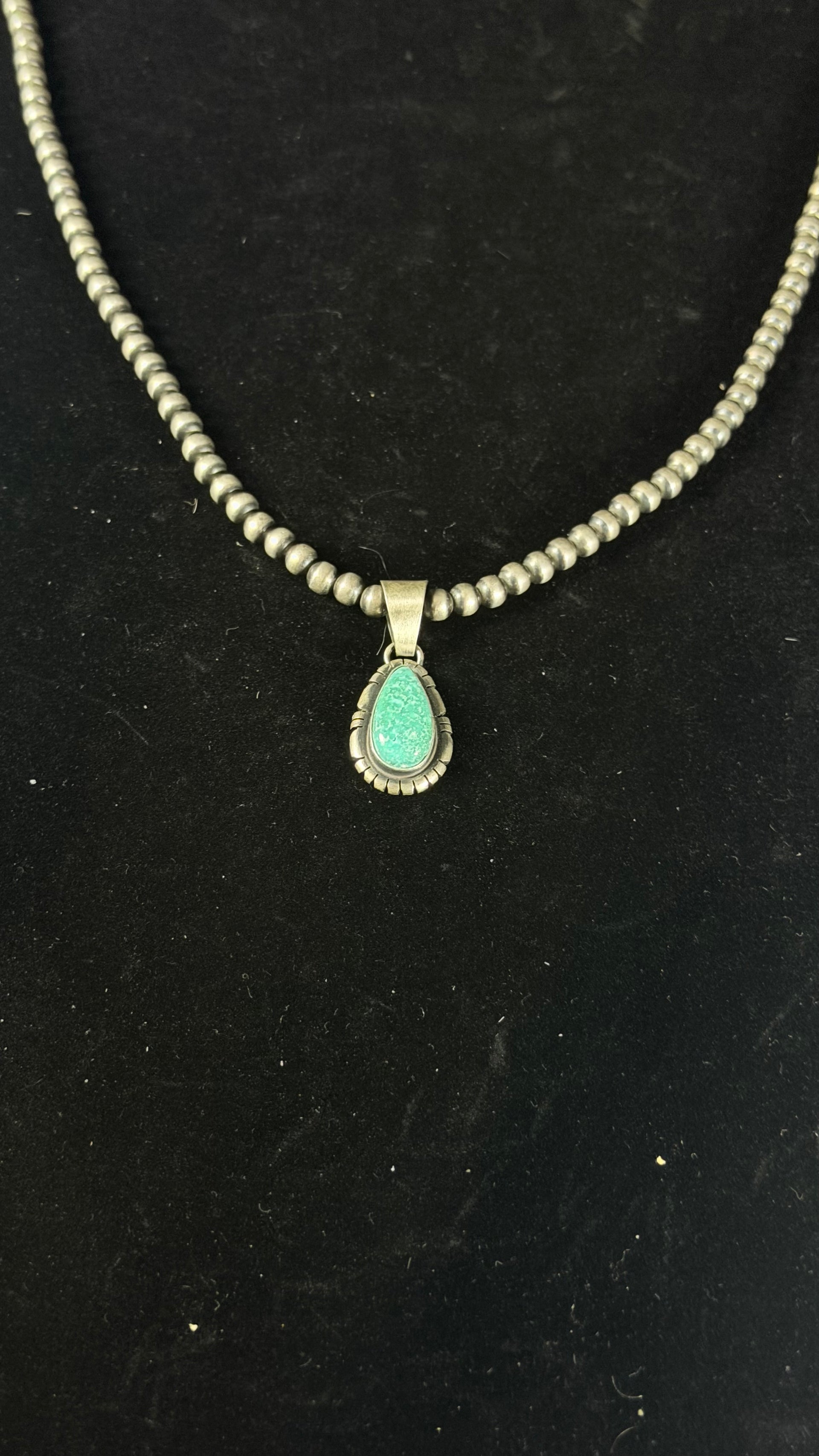 Dave Skeets White Water Turquoise & Sterling Silver Pendant