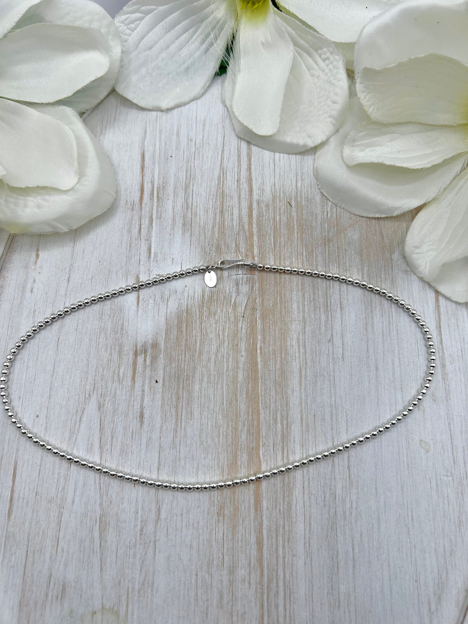 Navajo Made Strung 3 MM Sterling Silver Necklace