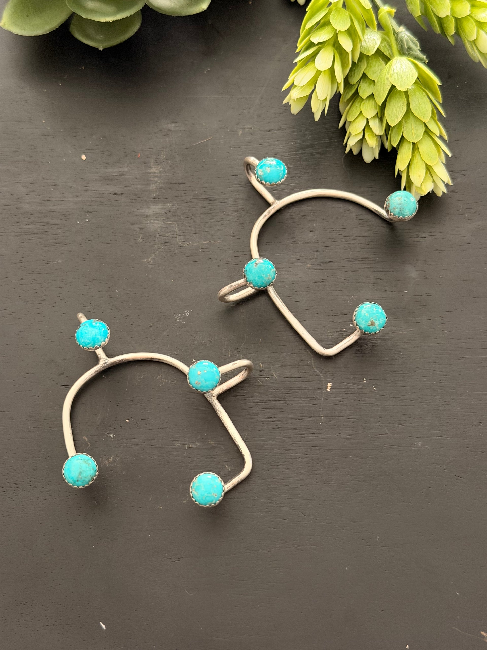 Emer Thompson Kingman Turquoise & Sterling Silver Ear Cuff Earrings