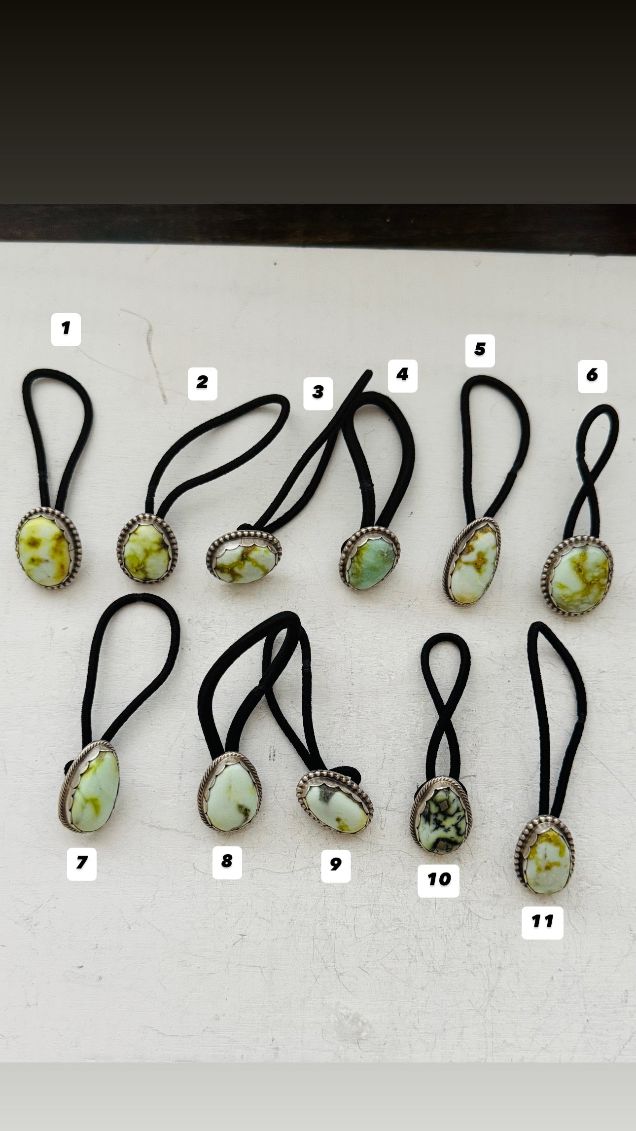 Eddie Yazzie Palomino Variscite & Sterling Silver Ponytail Holder