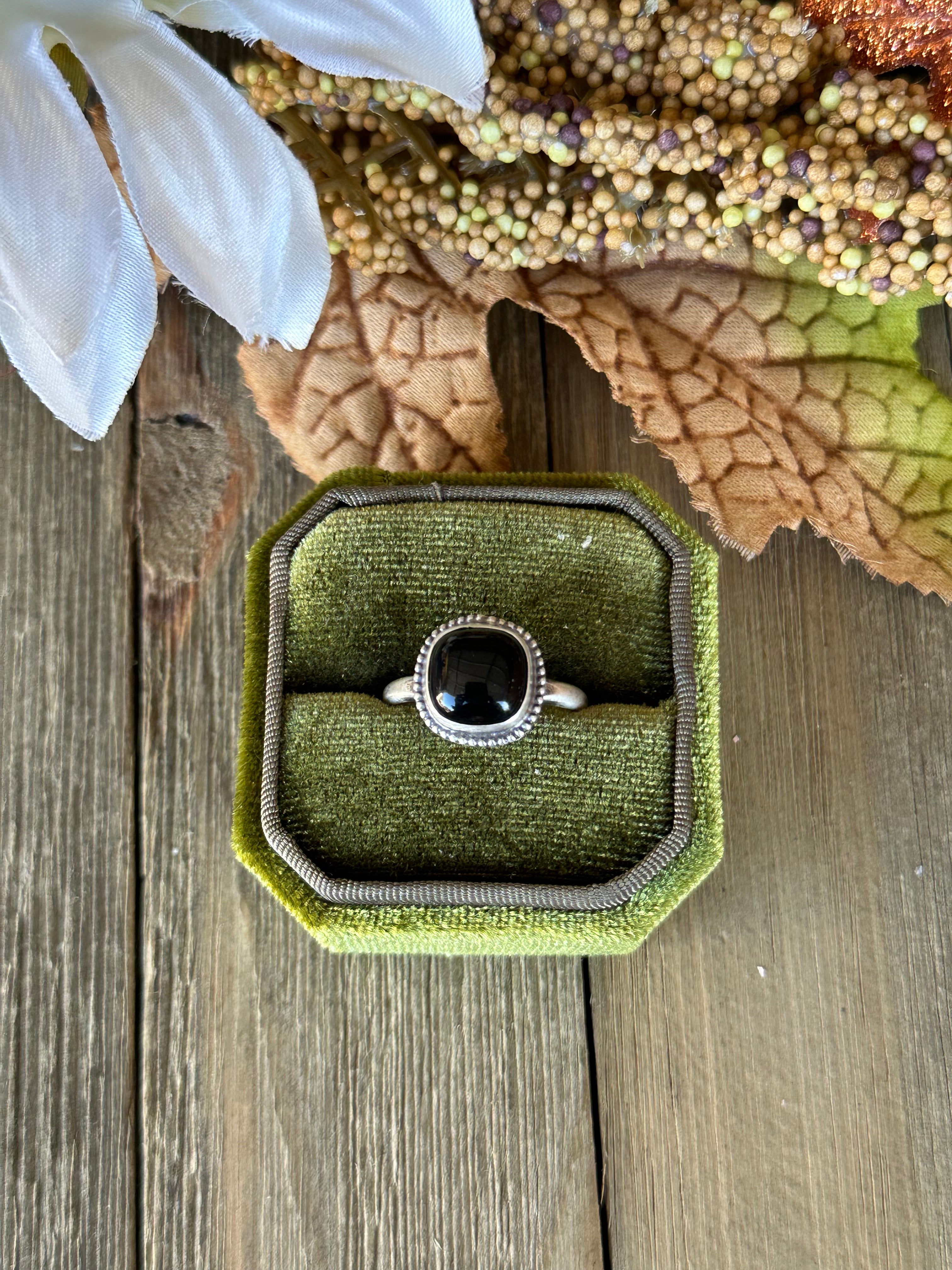 Navajo Made Onyx & Sterling Silver Ring