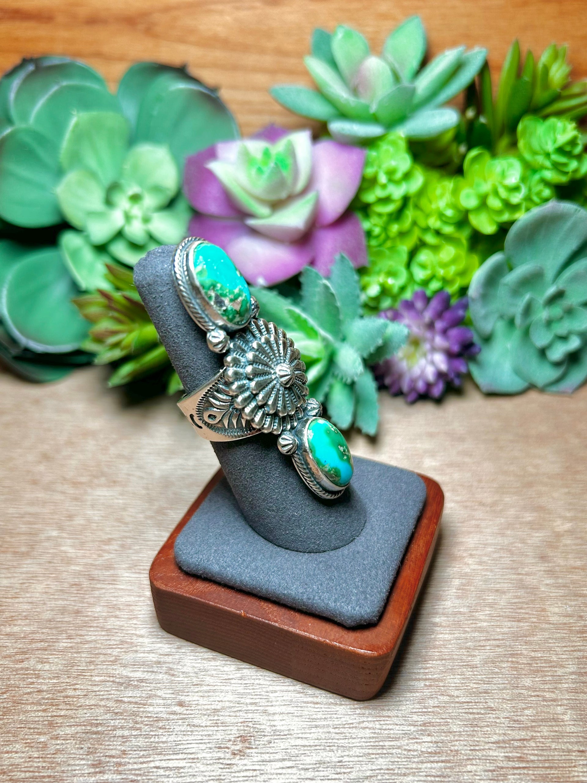 Sam Yellowhair Sonoran Mountain Turquoise & Sterling Silver Ring Size 6.25