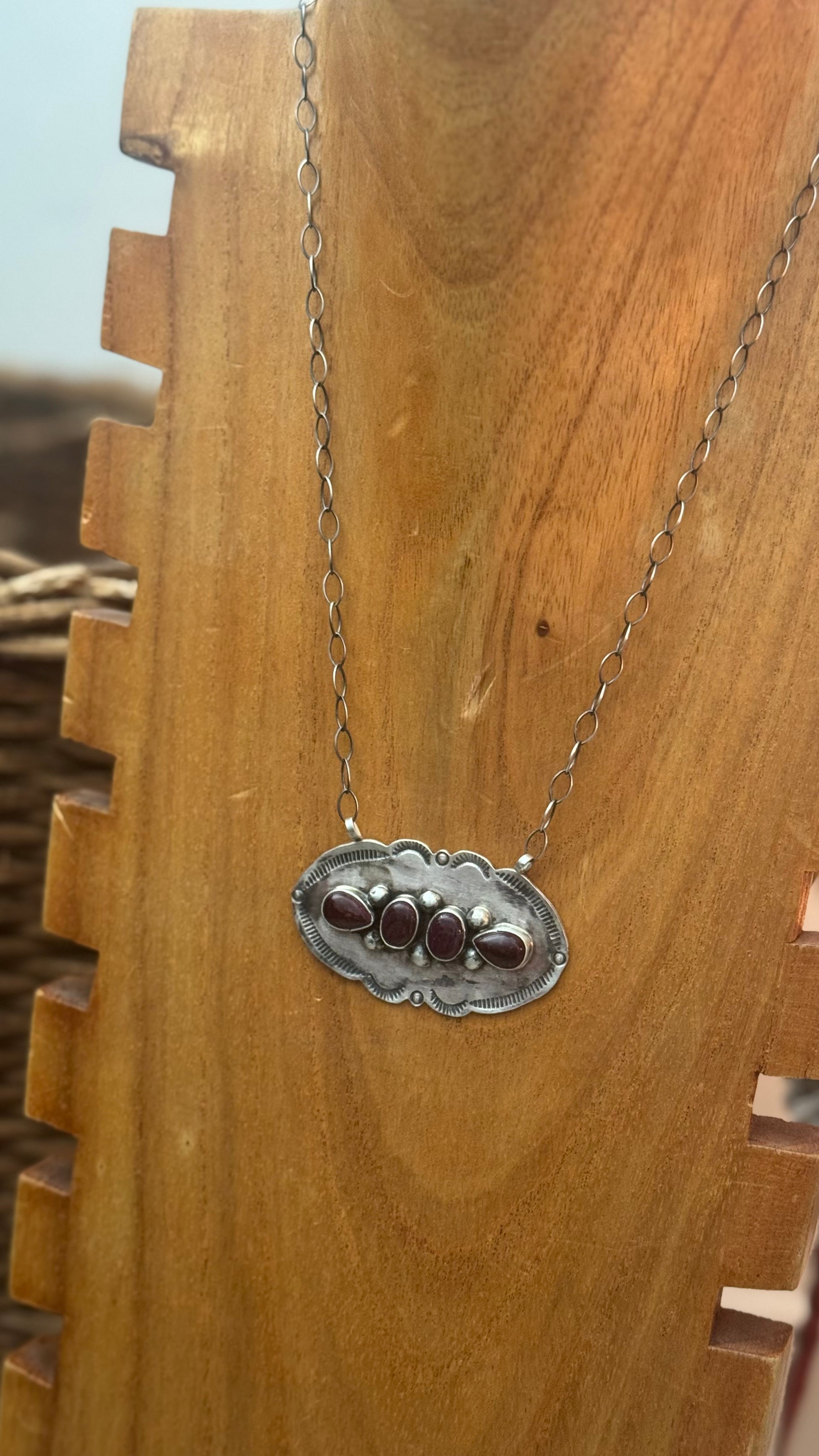 Navajo Made Purple Spiny Oyster & Sterling Silver Necklace