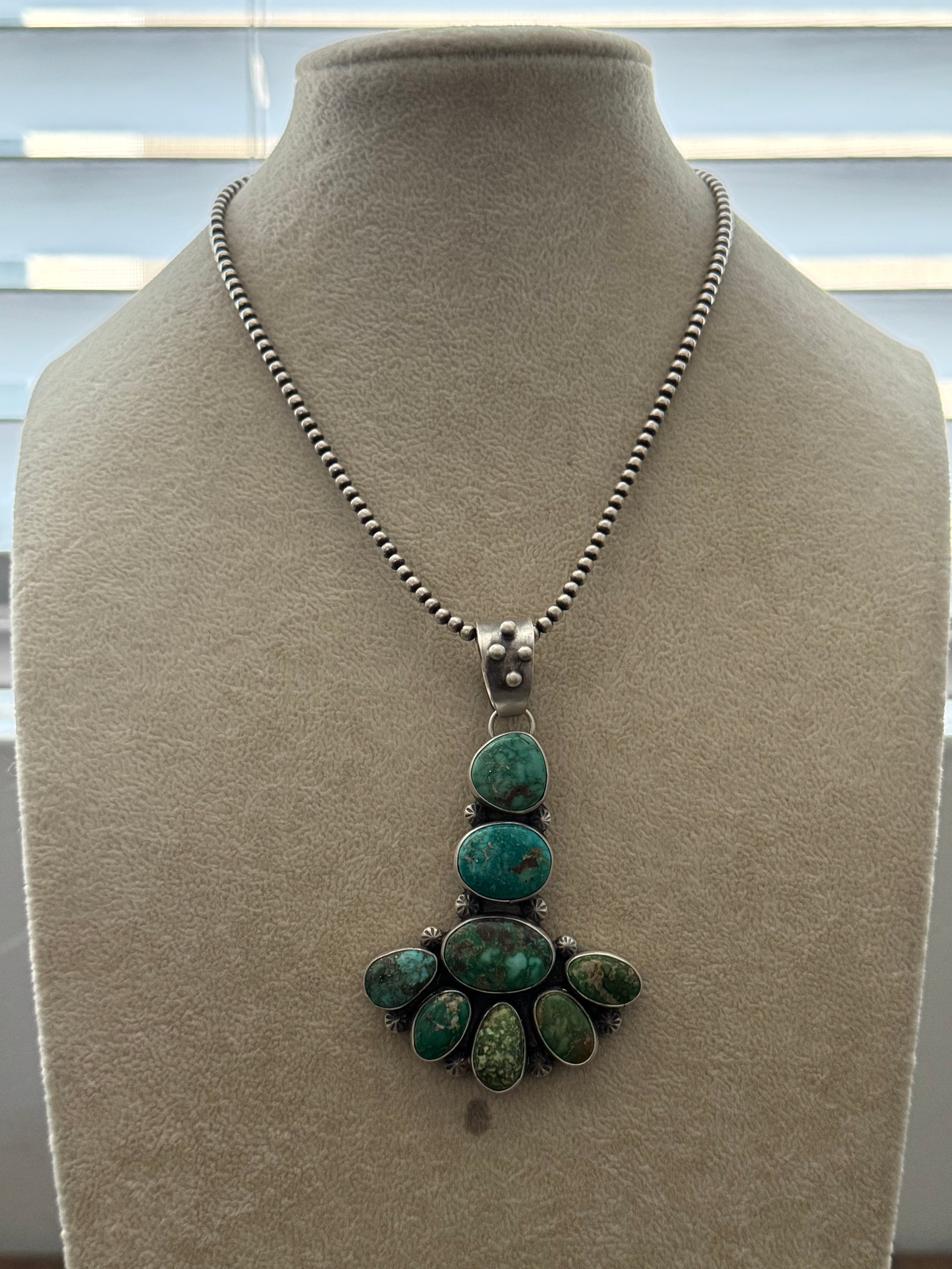 Marie Tsosie Royston Turquoise & Sterling Silver Cluster Pendant