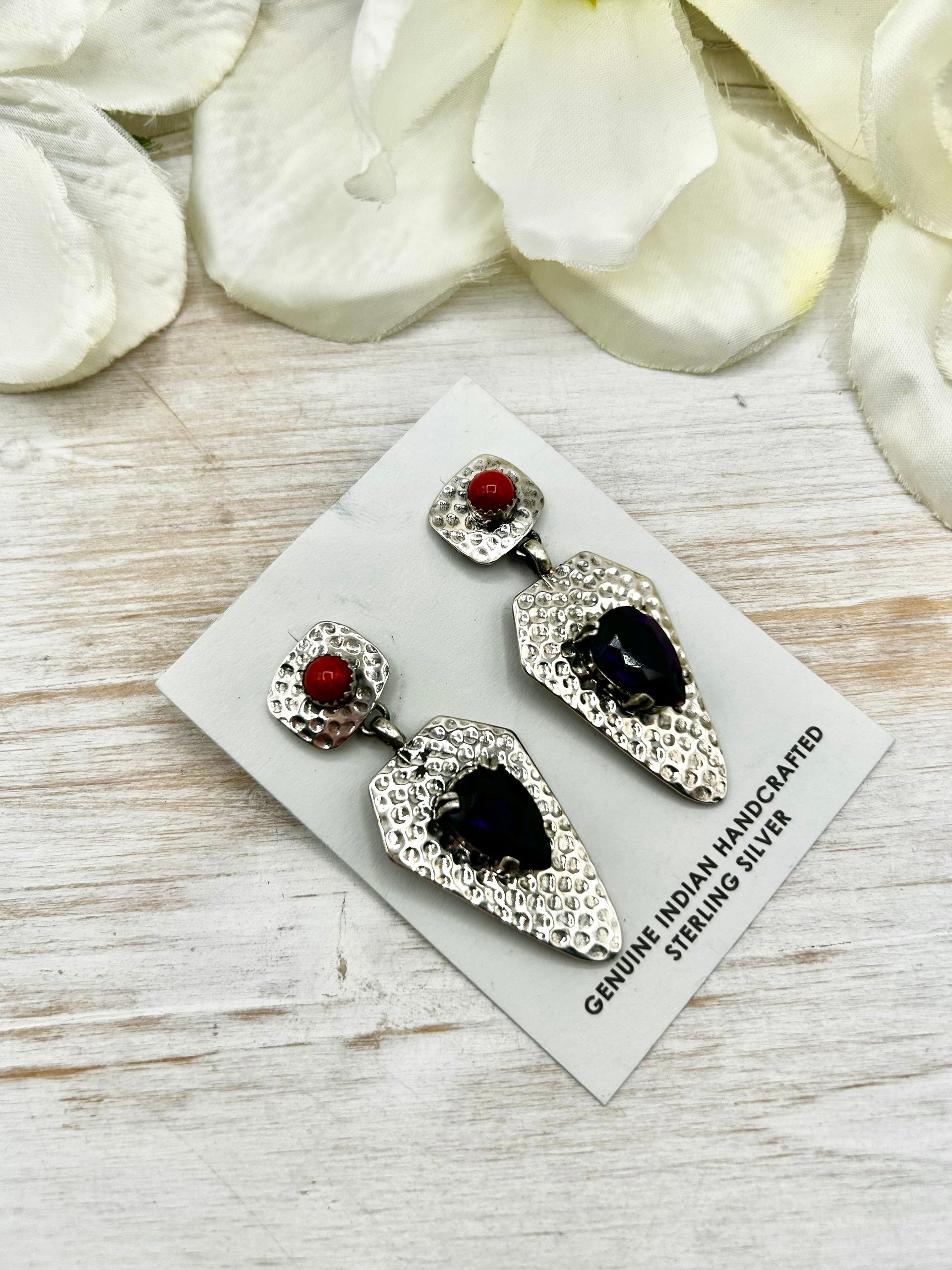 Robert Shakey Multi Stone  & Sterling Silver Post Earrings