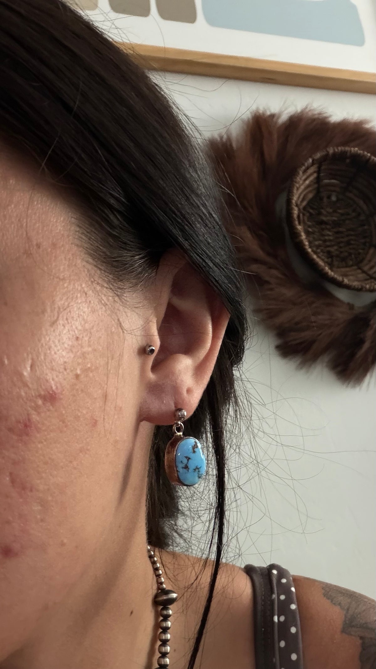 Shirley Henry Golden Hills Turquoise & Sterling Silver Post Dangle Earrings