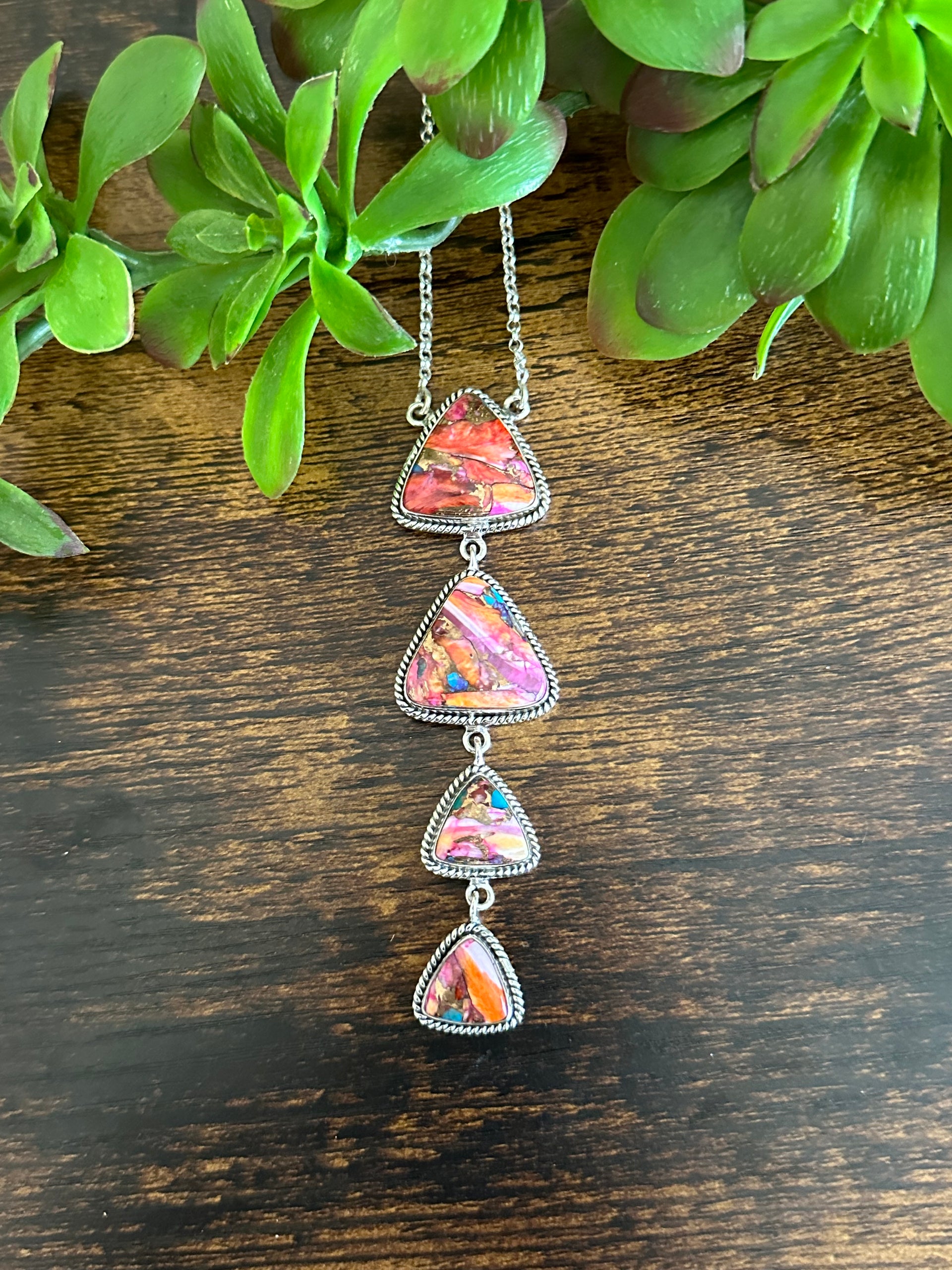 Southwest Made Mohave Turquoise & Sterling Silver Necklace