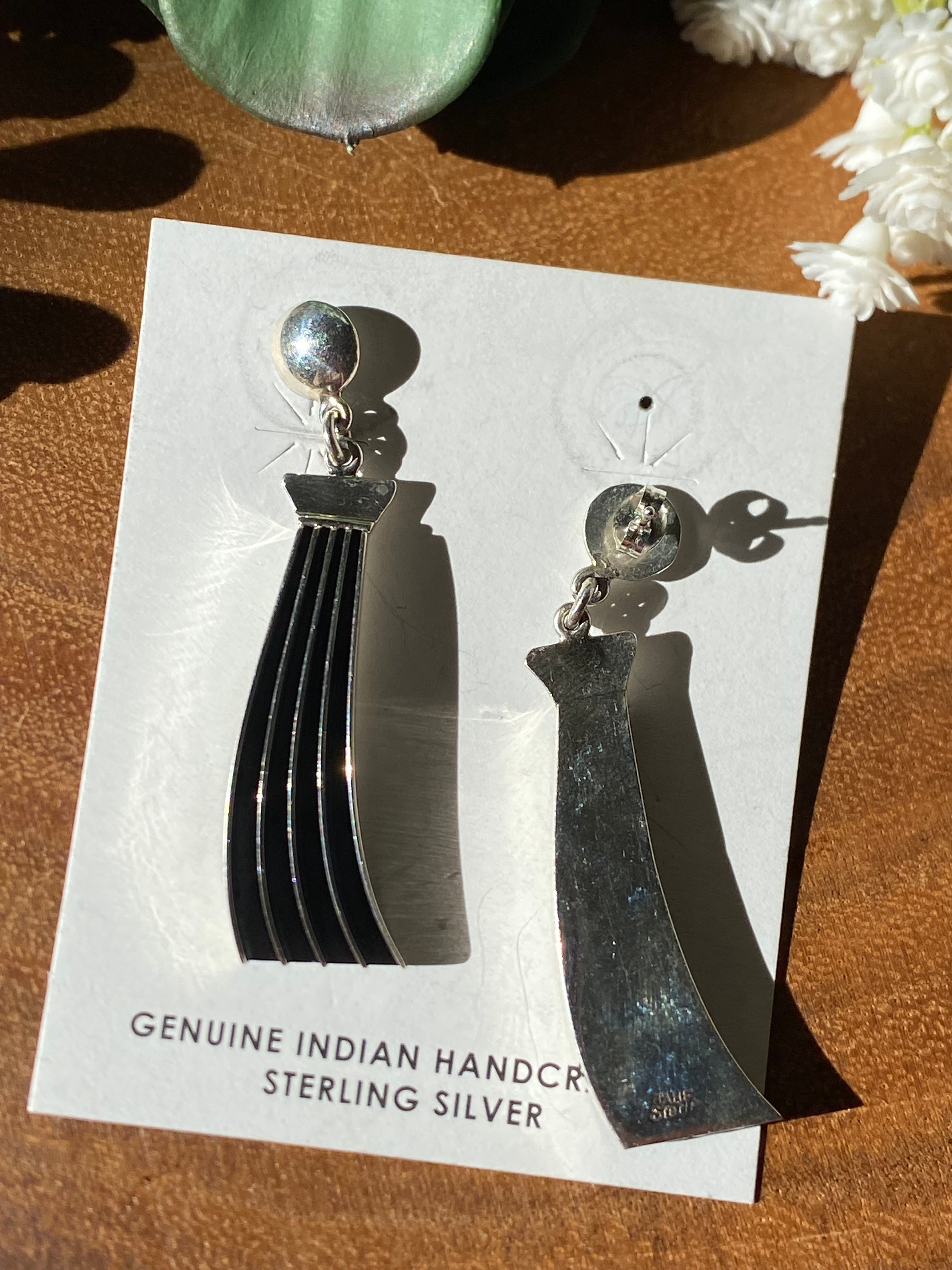 Navajo Made Sterling Silver Post Dangle Earrings