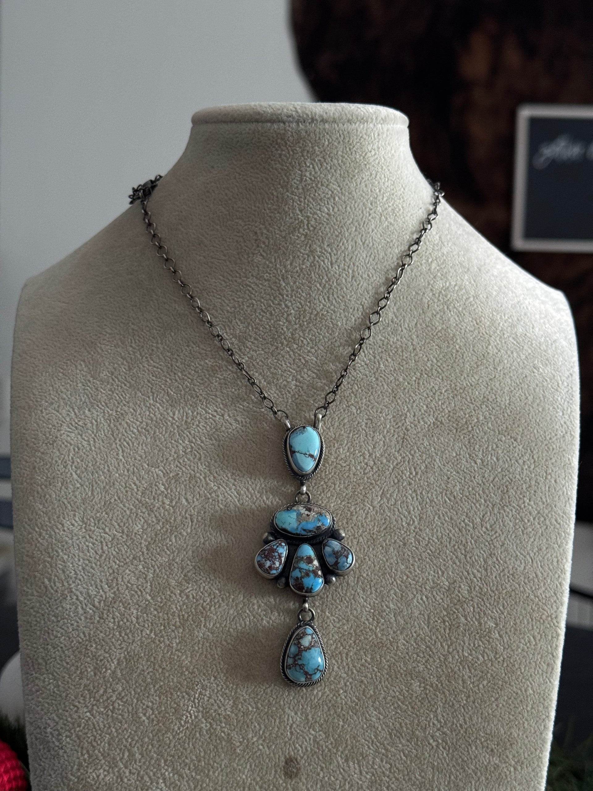 Eli Skeets Golden Hills Turquoise & Sterling Silver Necklace