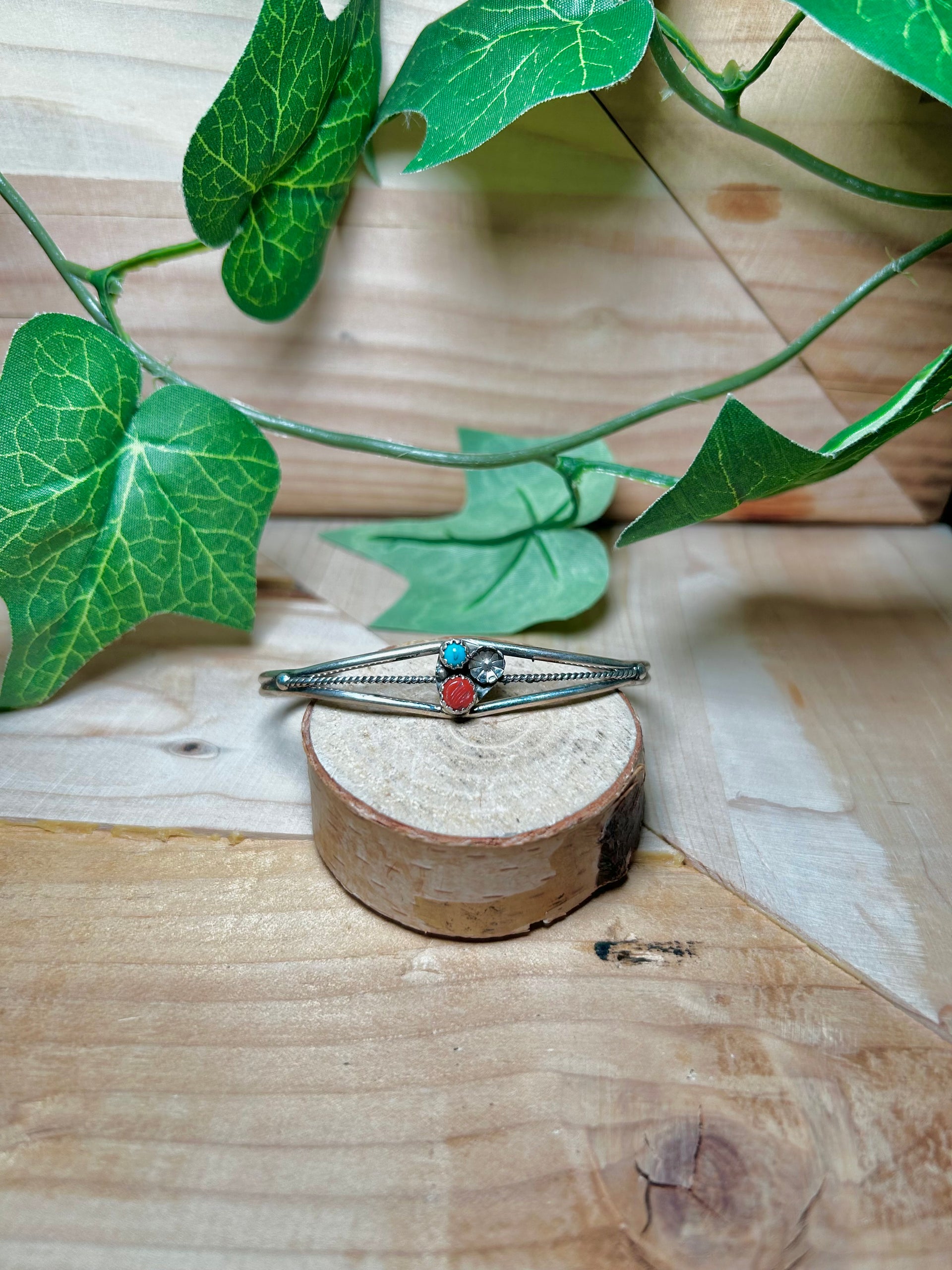 Navajo Made Multi Stone & Sterling Silver Cuff Bracelet