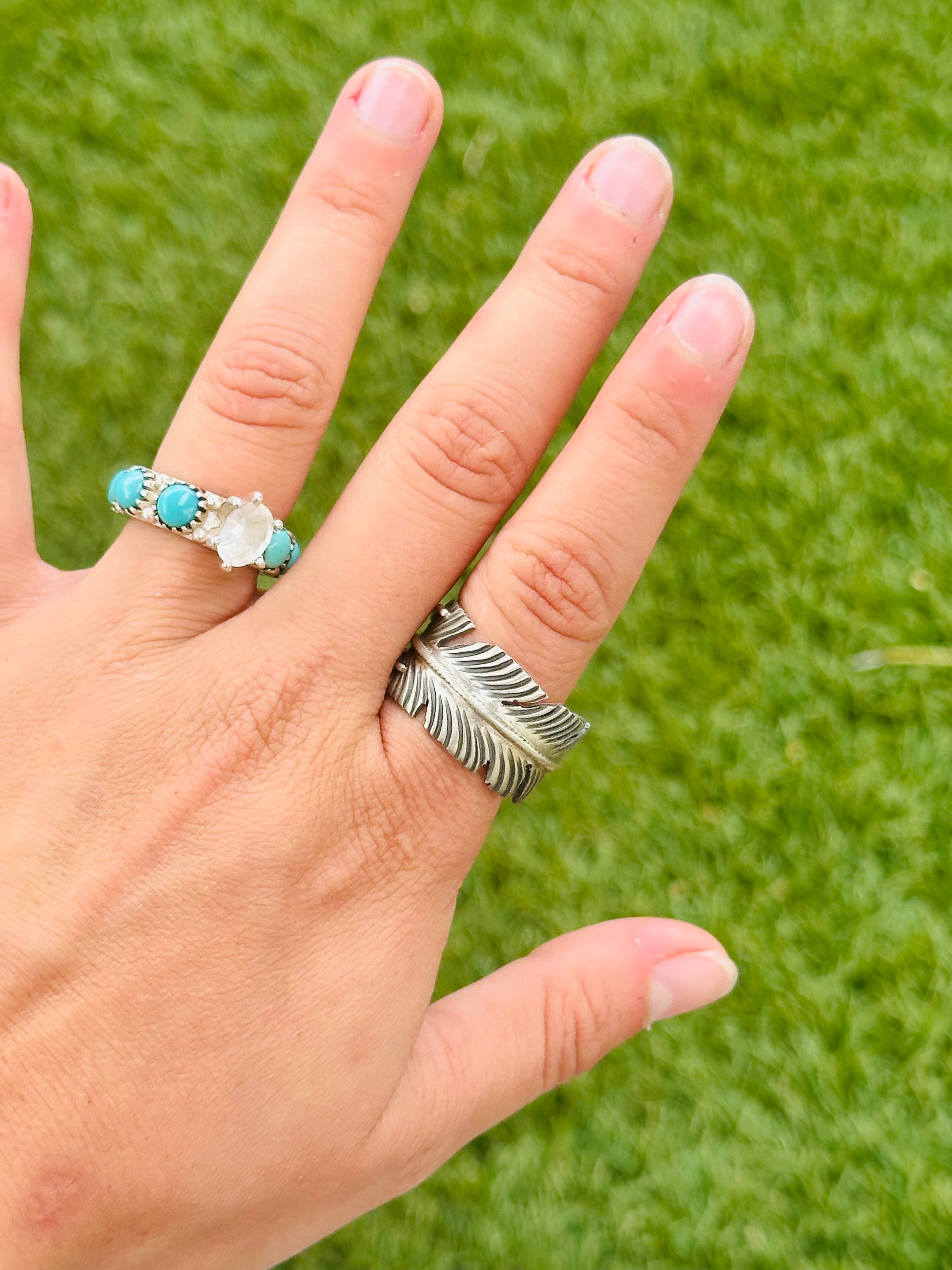 Navajo Made Sterling Silver Feather Ring