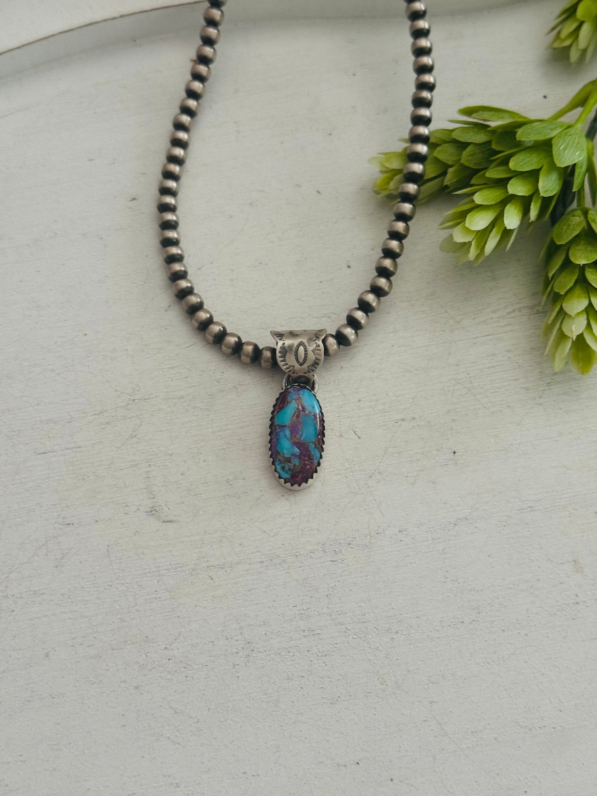 Southwest Made Mohave Turquoise & Sterling Silver Pendant