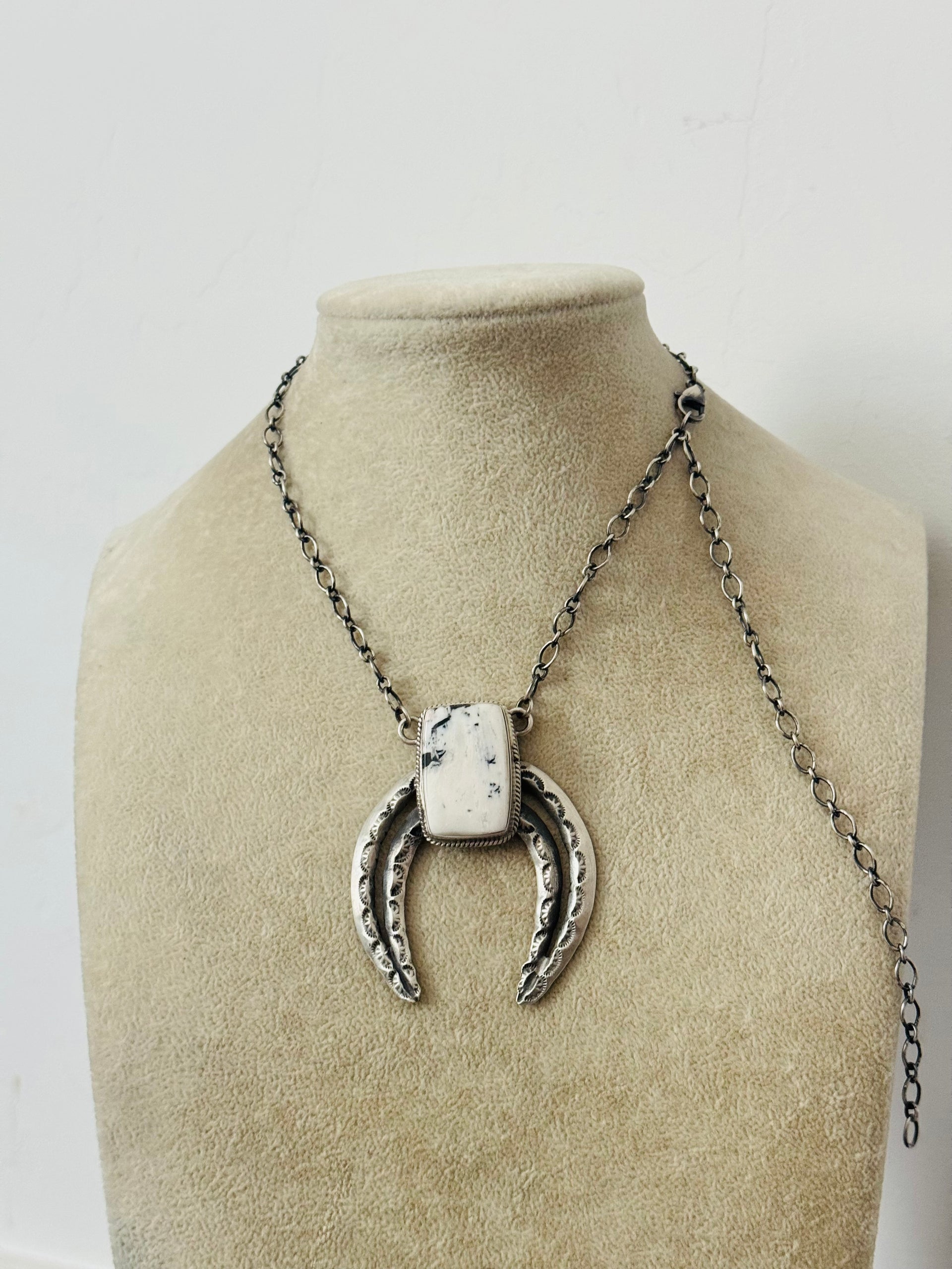 LeRoy James White Buffalo & Sterling Silver Naja Necklace