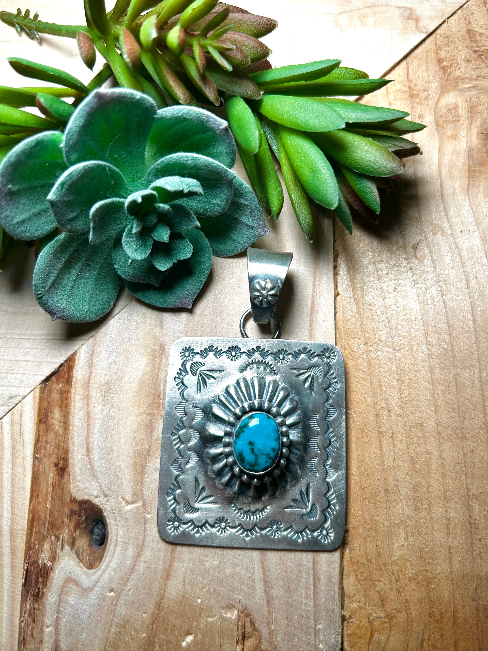 Delbert Secatero Kingman Turquoise & Sterling Silver Pendant
