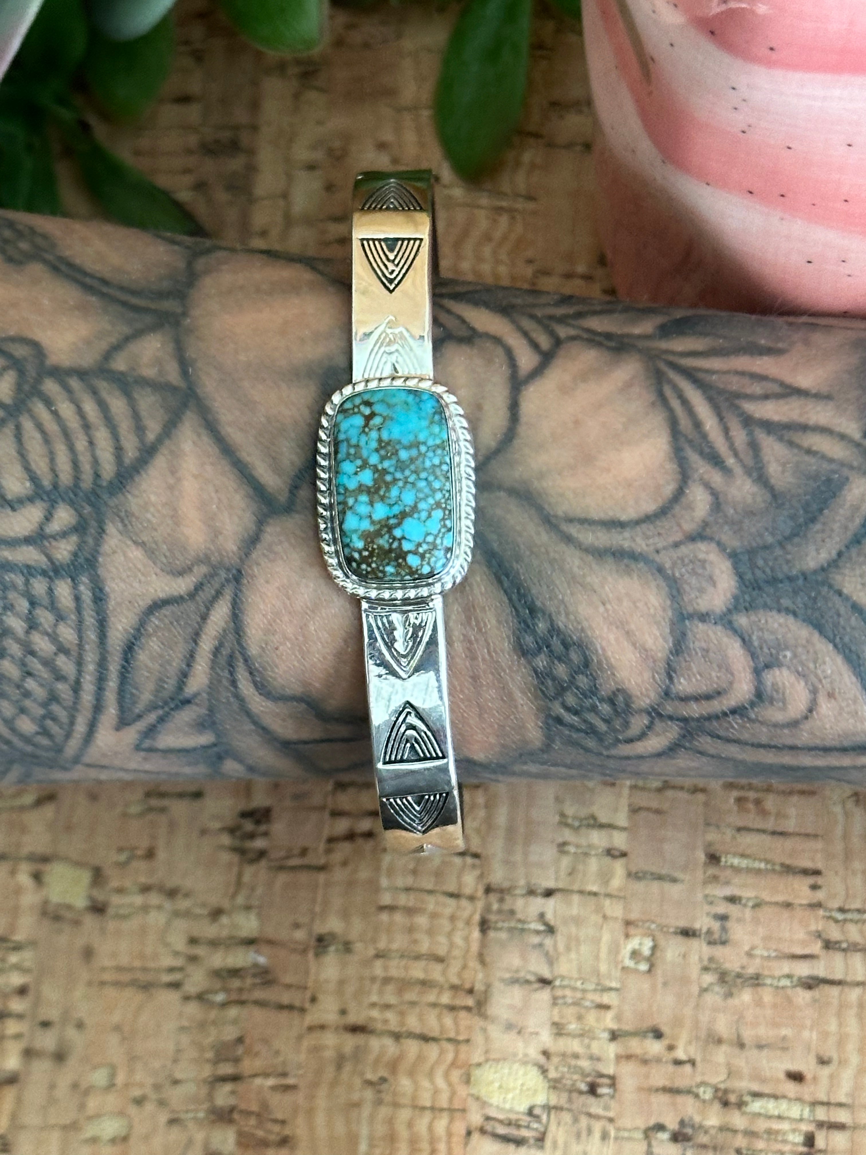 Southwest Made #8 Turquoise & Sterling Silver Cuff Bracelet