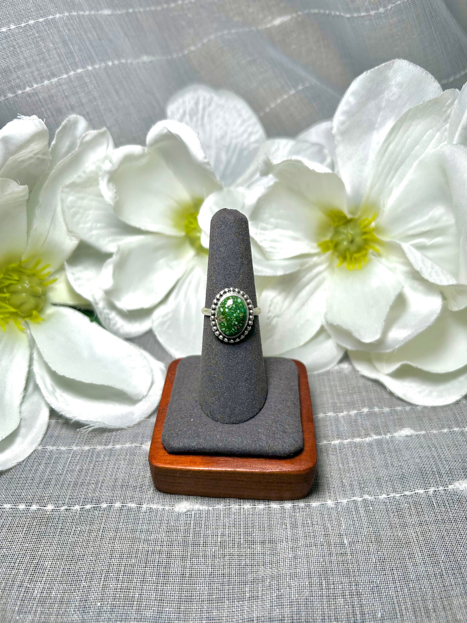 Navajo Made Natural Sonoran Mountain Turquoise & Sterling Silver Ring Size 7