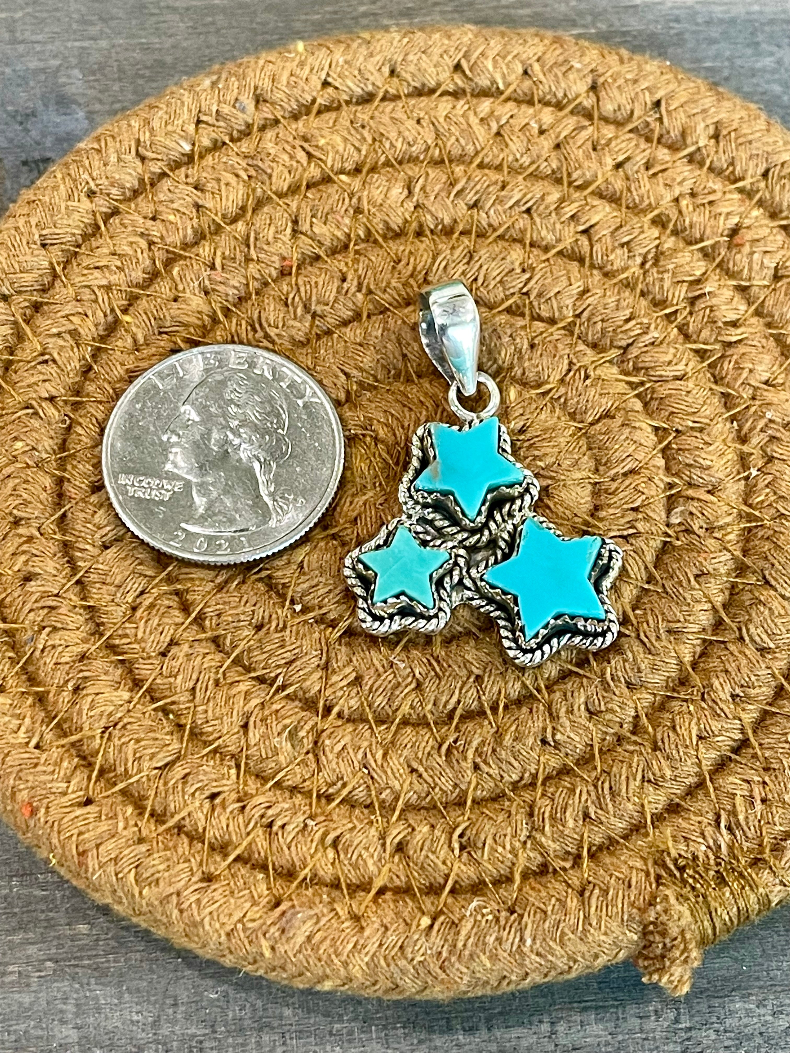 Southwest Handmade Kingman Turquoise & Sterling Silver Star Pendant