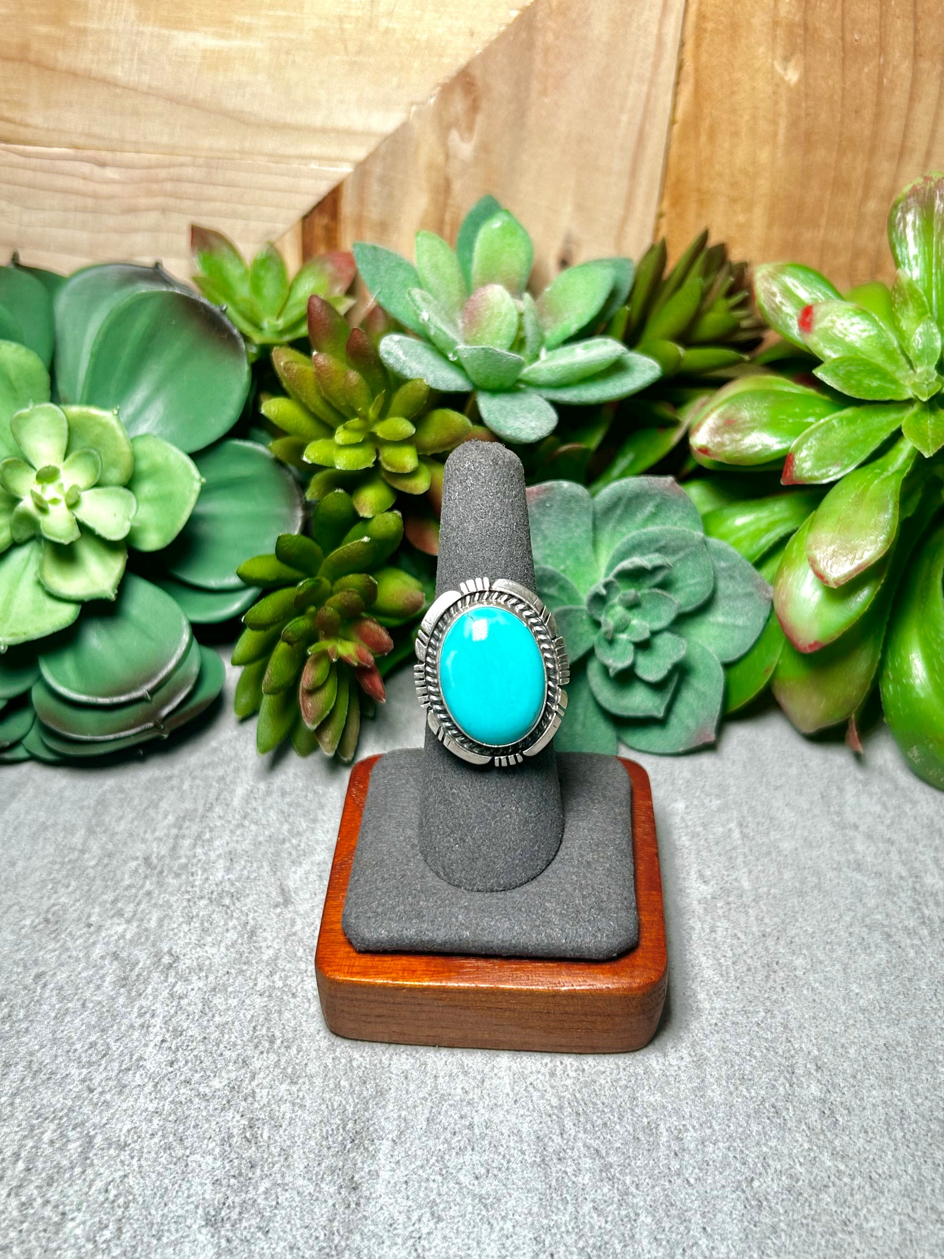 Alfred Martinez Kingman Turquoise & Sterling Silver Adjustable Ring
