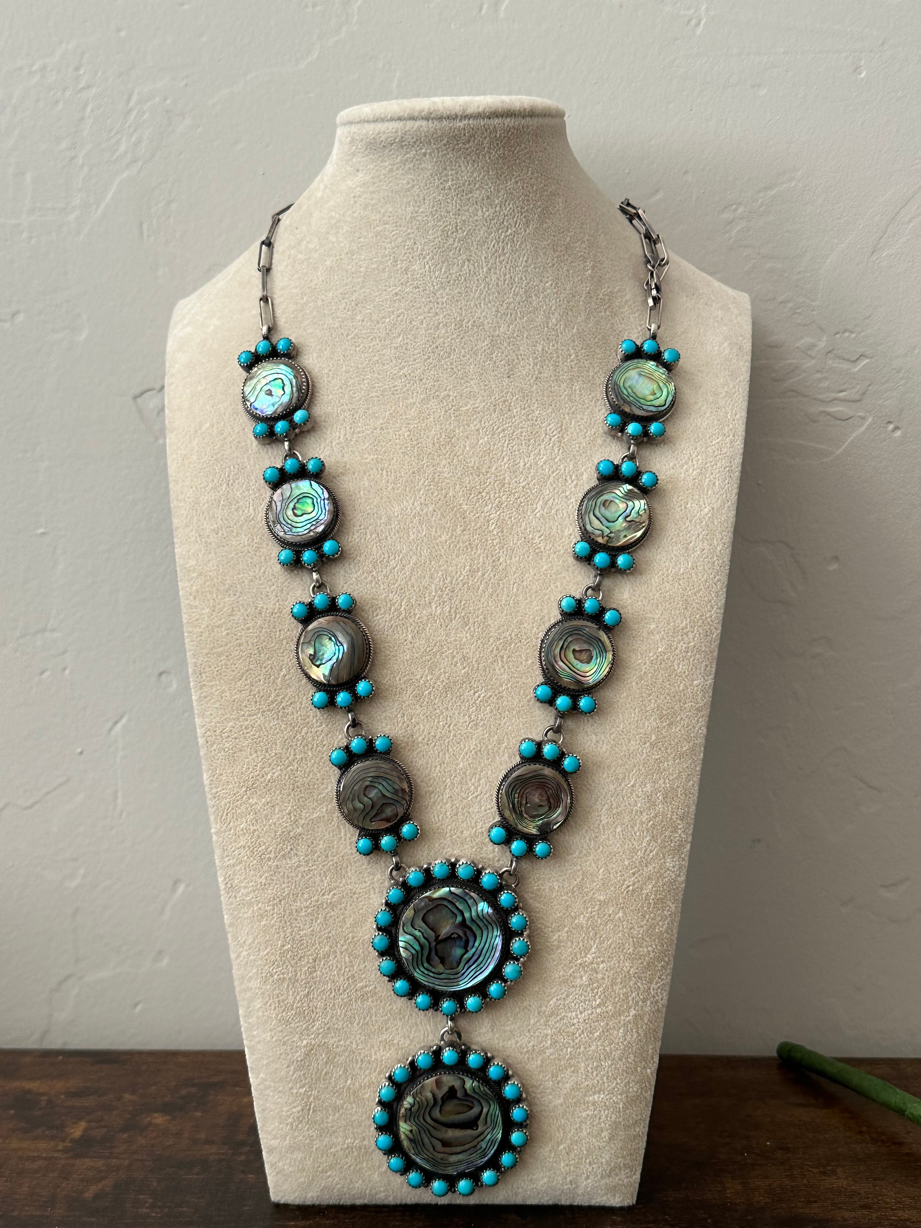 Navajo Made Multi Stone & Sterling Silver Necklace