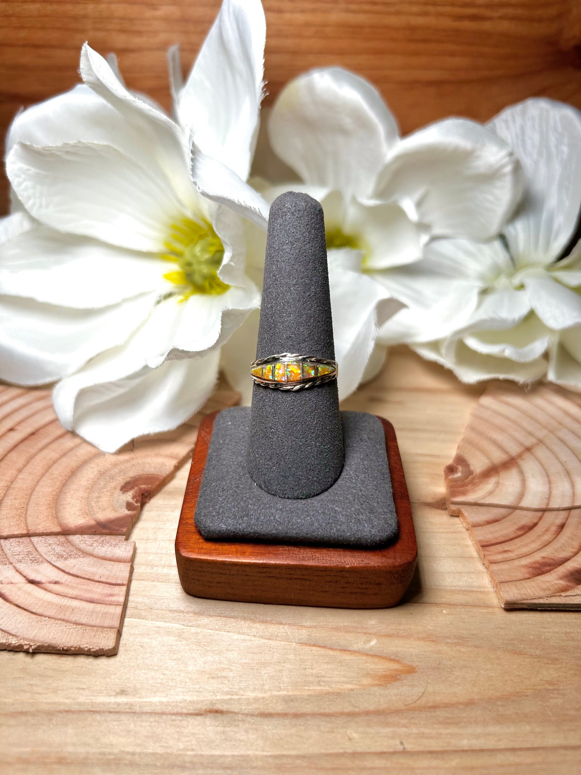 Navajo Made Opal & Sterling Silver Ring