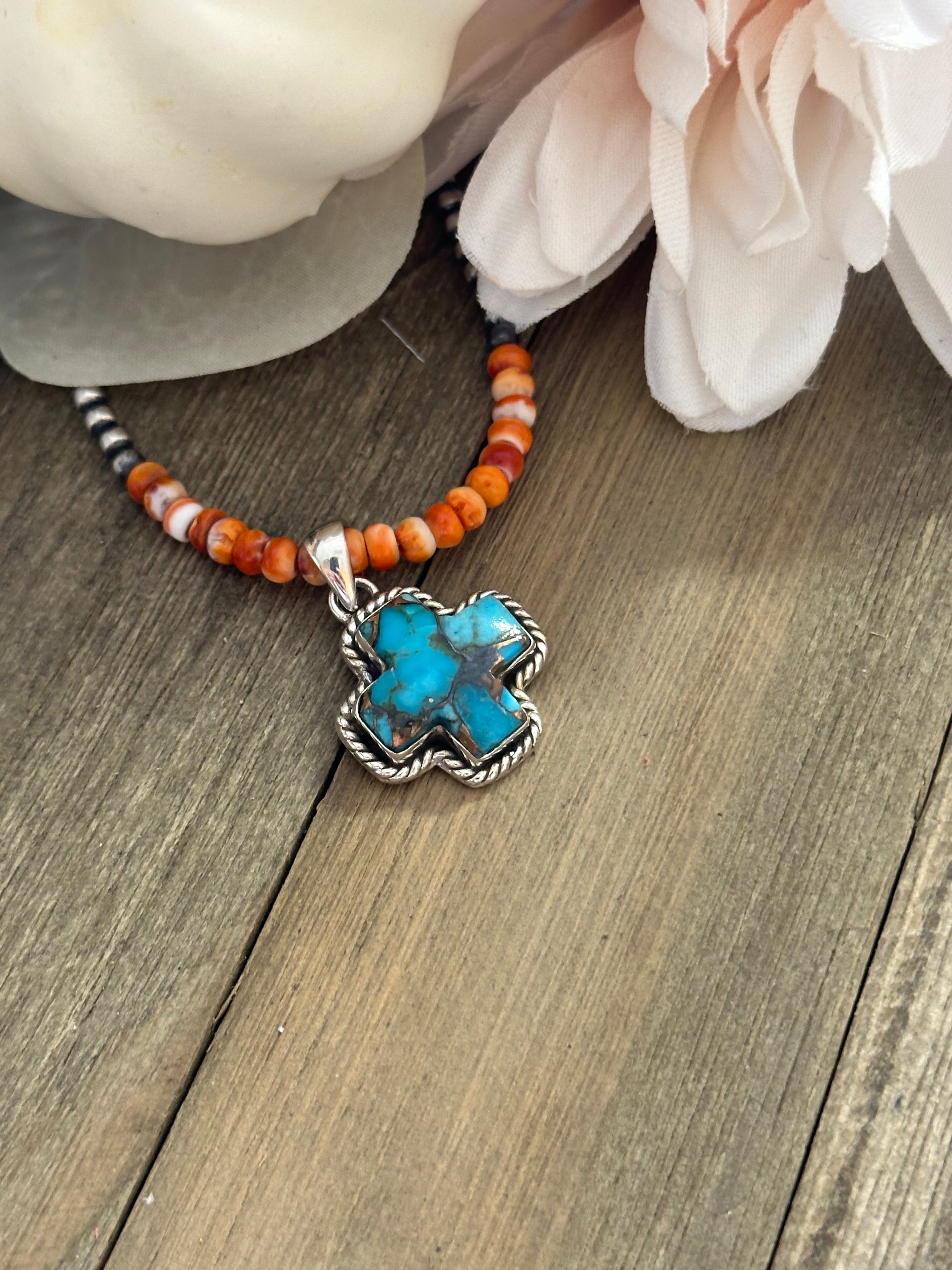 Southwest Handmade Mohave Turquoise & Sterling Silver Pendant