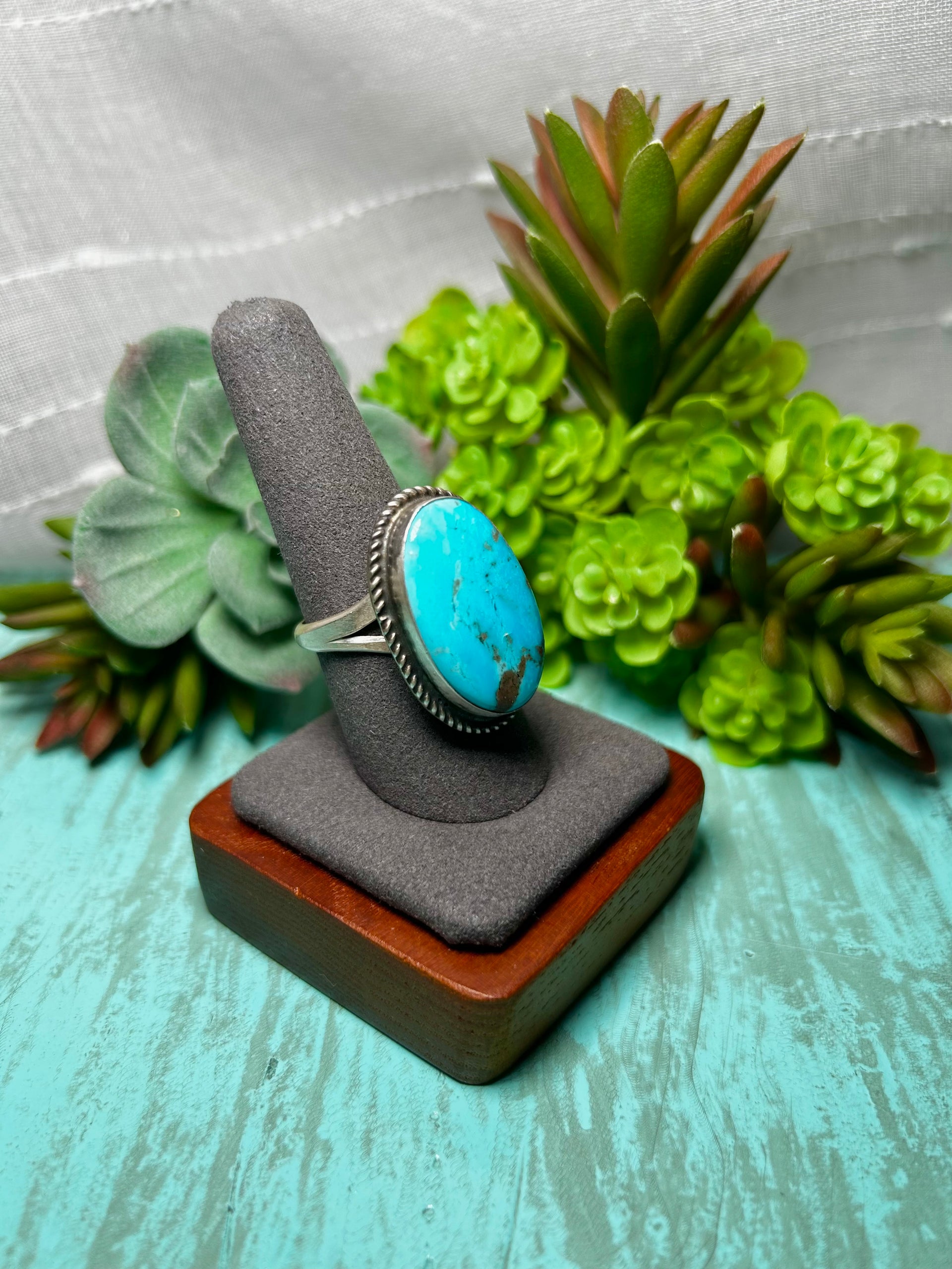 Donovan Nez Kingman Turquoise & Sterling Sliver Adjustable Ring