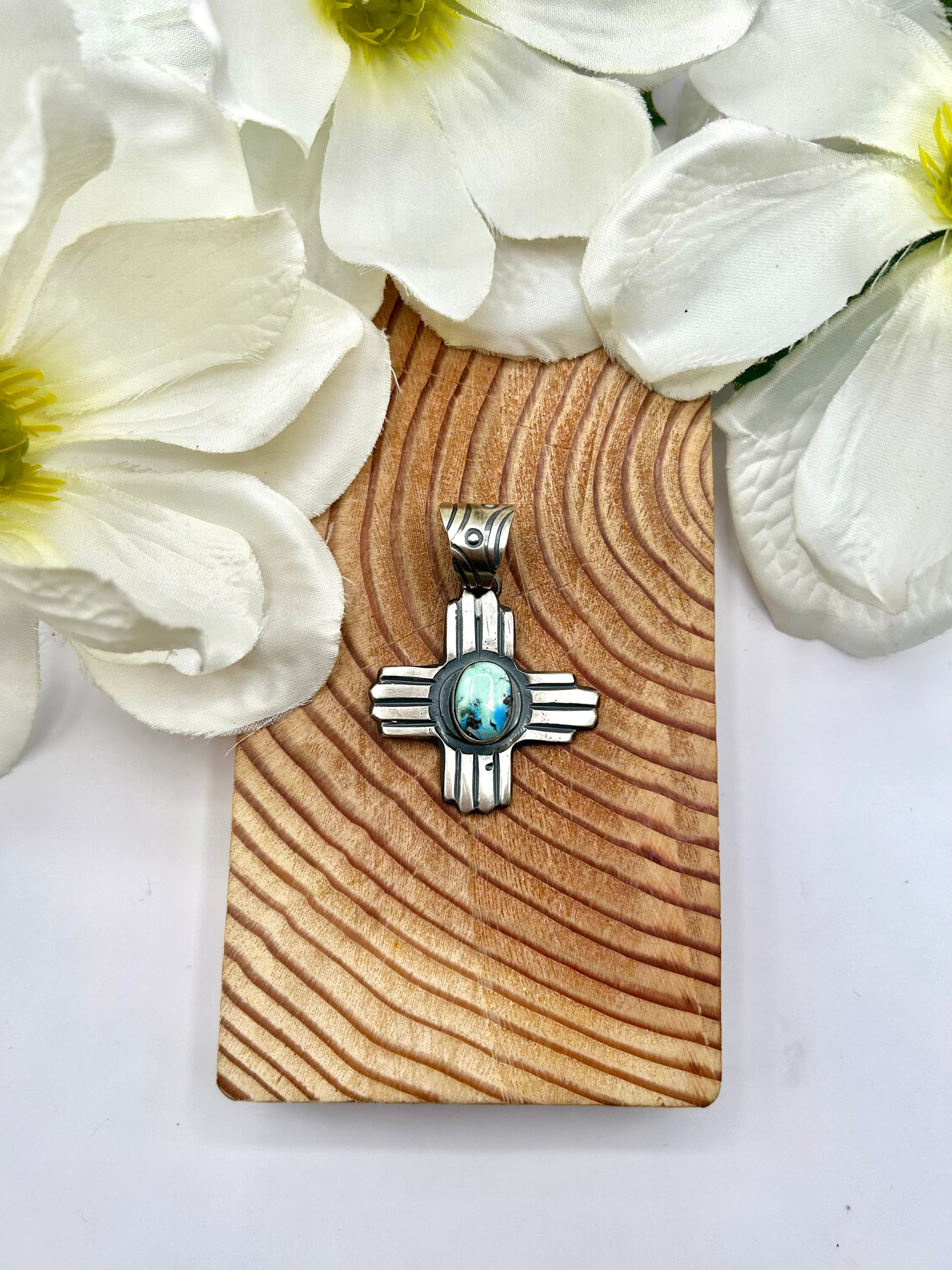 Chimney Butte Golden Hill Turquoise & Sterling Silver Pendant