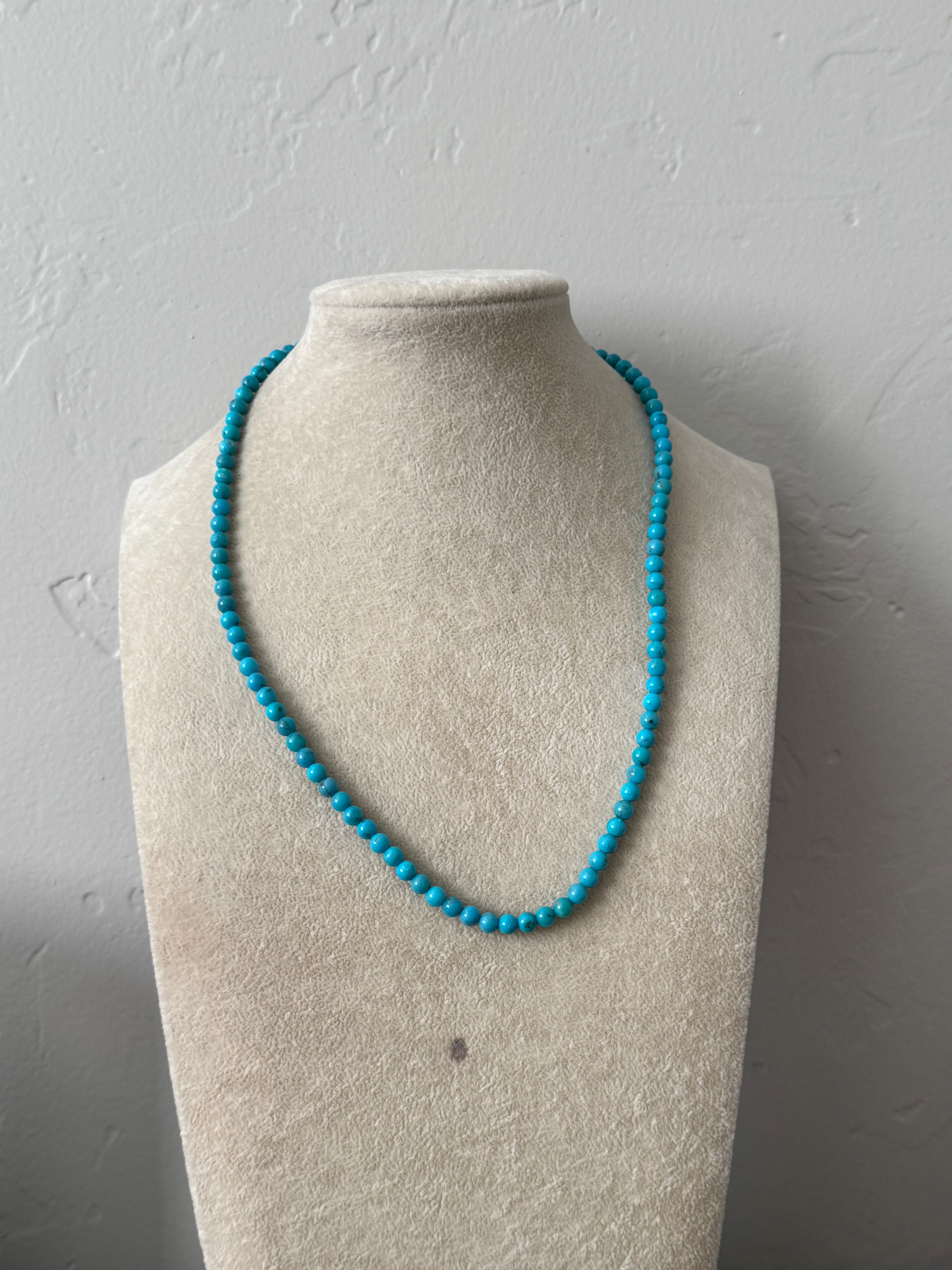 Navajo Strung Egyptian Turquoise & Sterling Silver Beaded Necklace