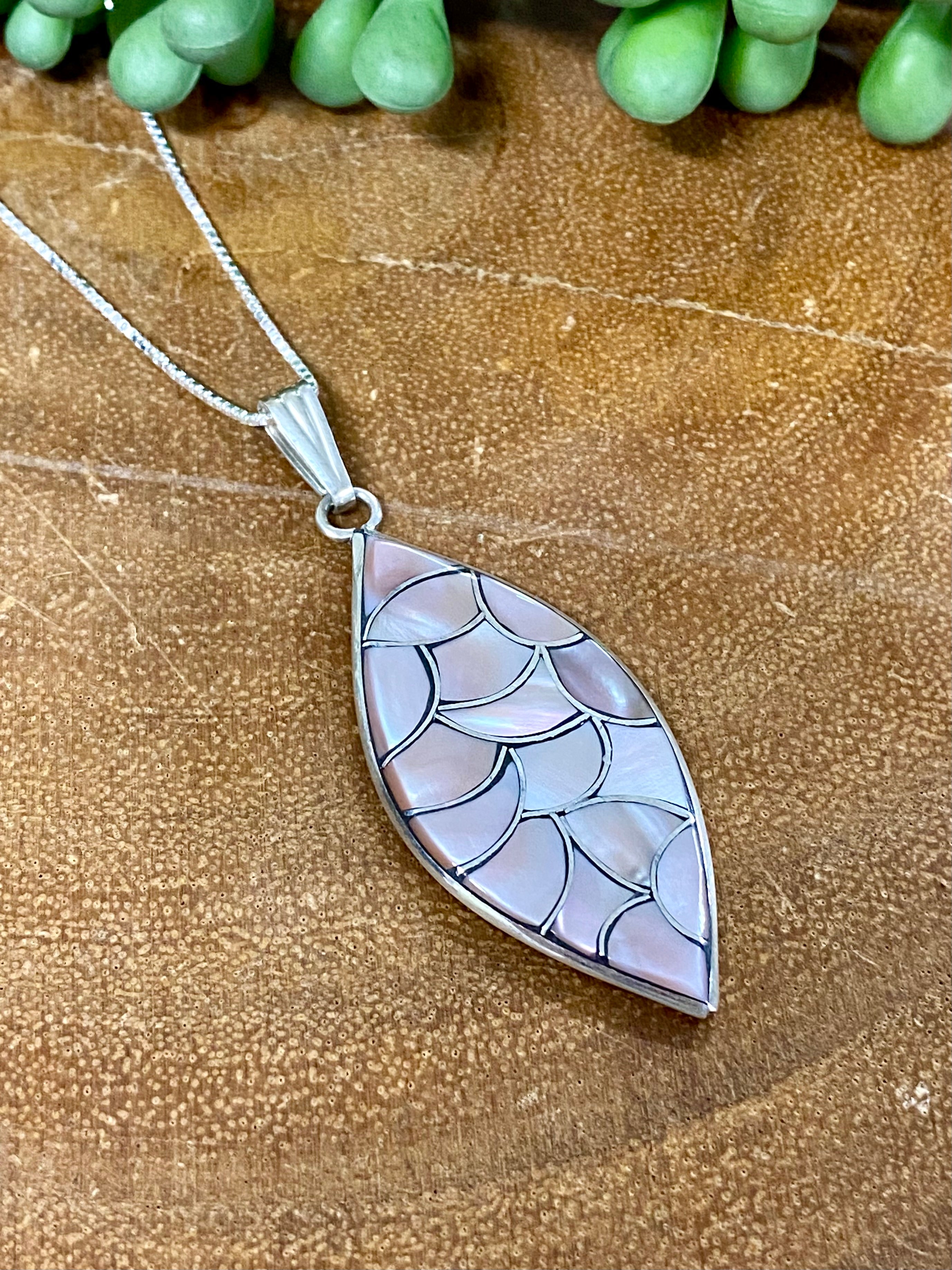 Donna Lasiloo Mother of Pearl & Sterling Silver Inlay Pendant