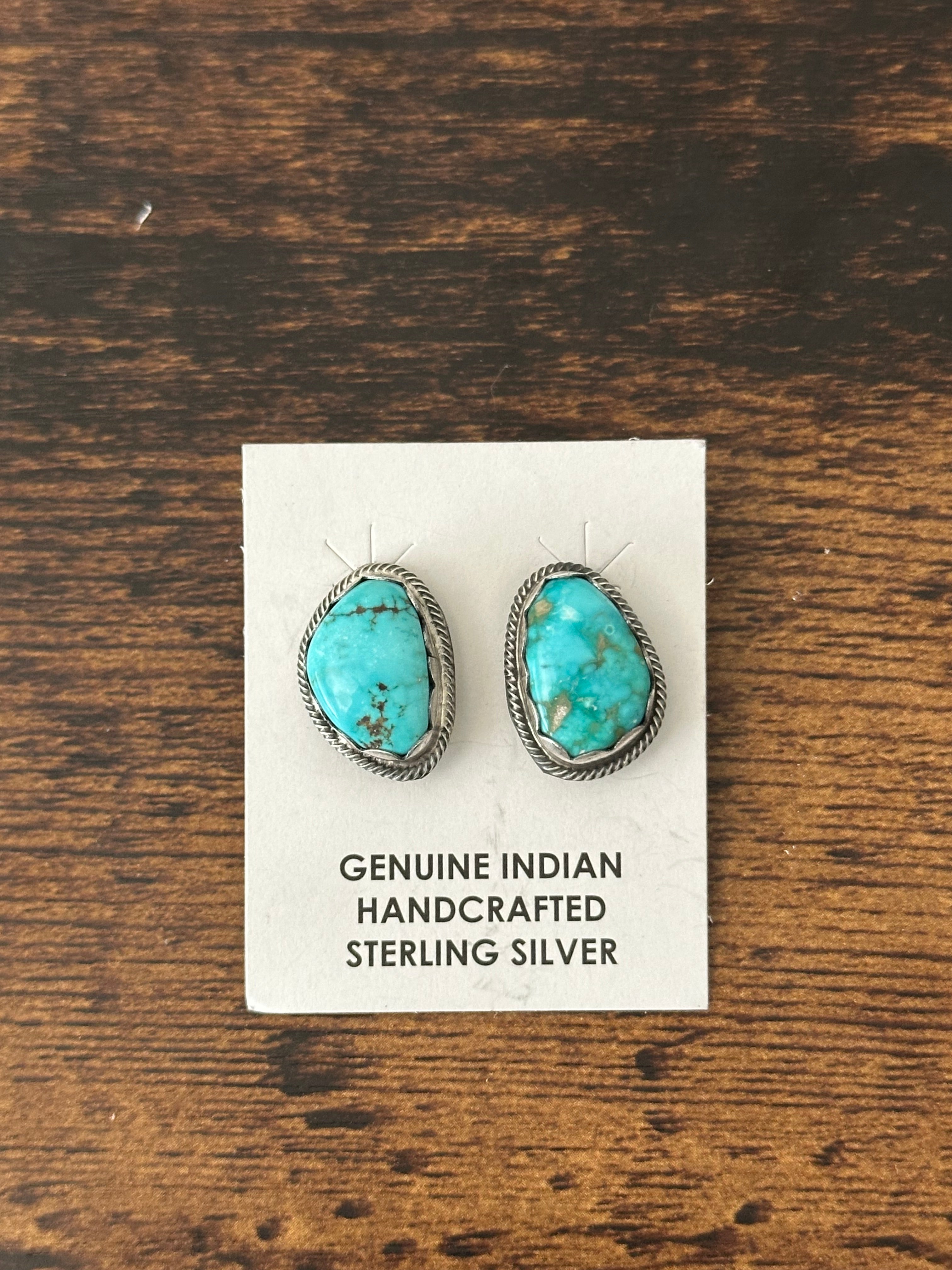 Tim Yazzie Royston Turquoise & Sterling Silver Post Earrings