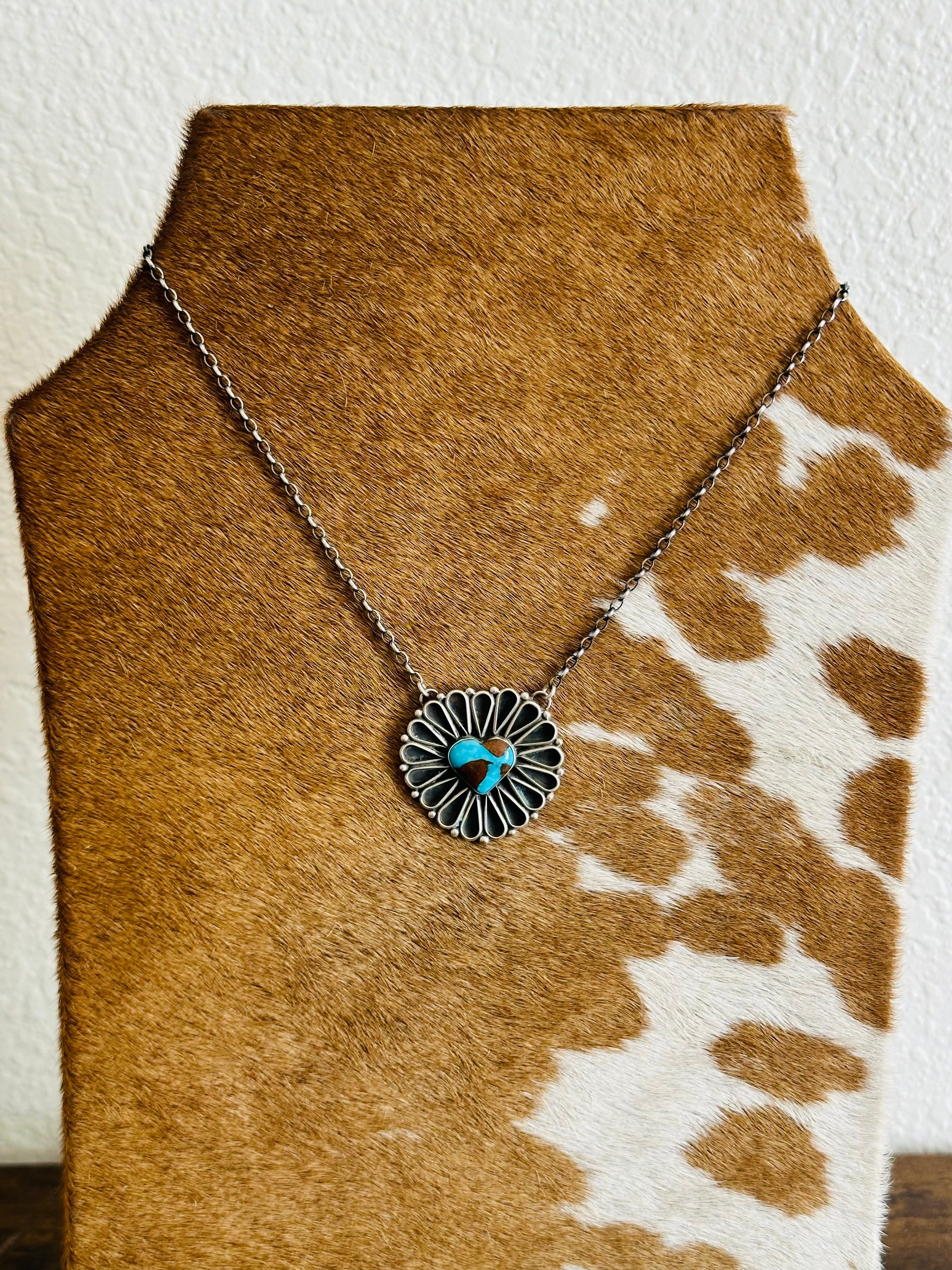 Geraldine James Kingman Turquoise & Sterling Silver Heart Necklace