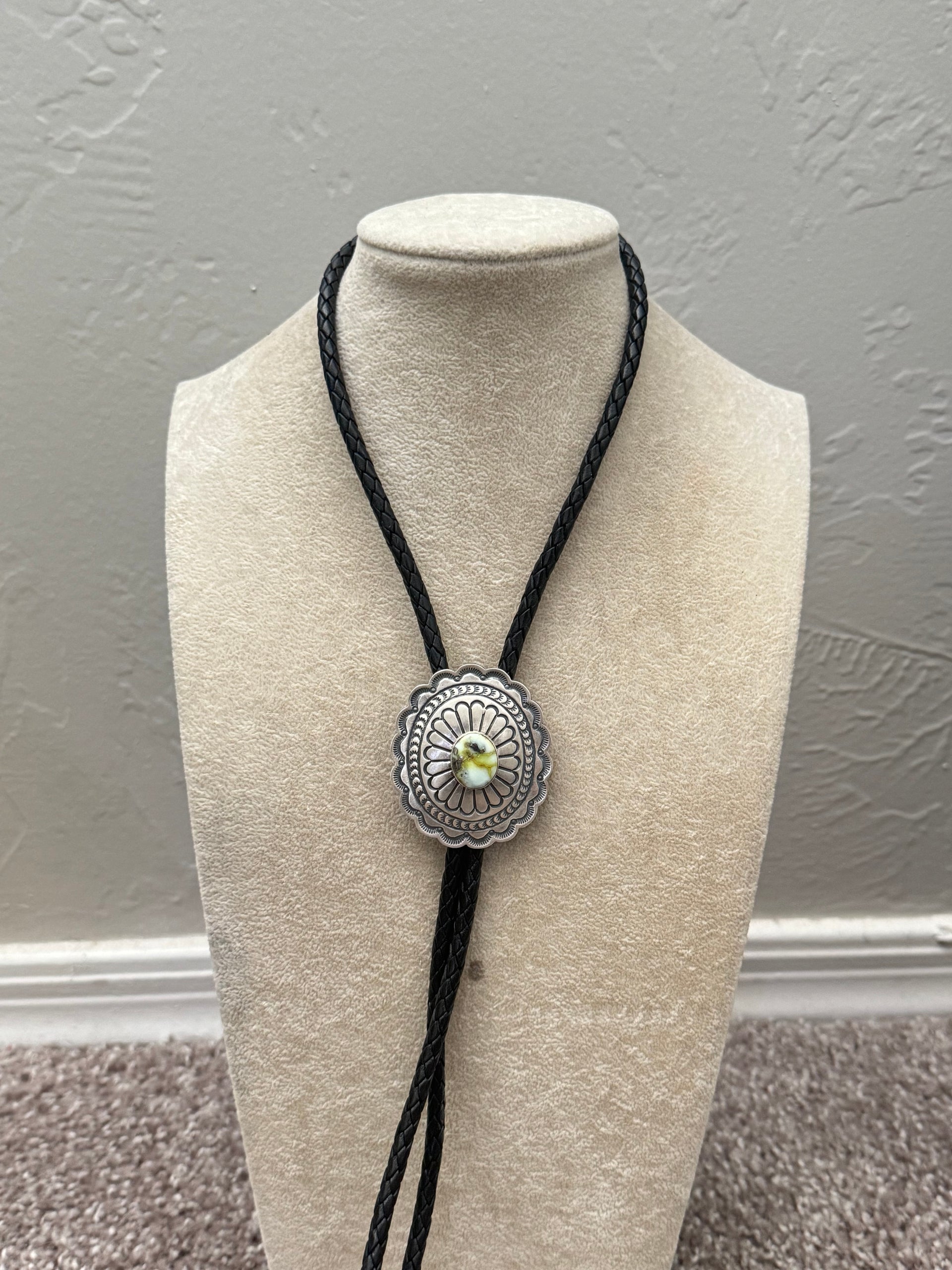 Sharon Francisco Palomino Variscite & Sterling Silver Bolo Tie