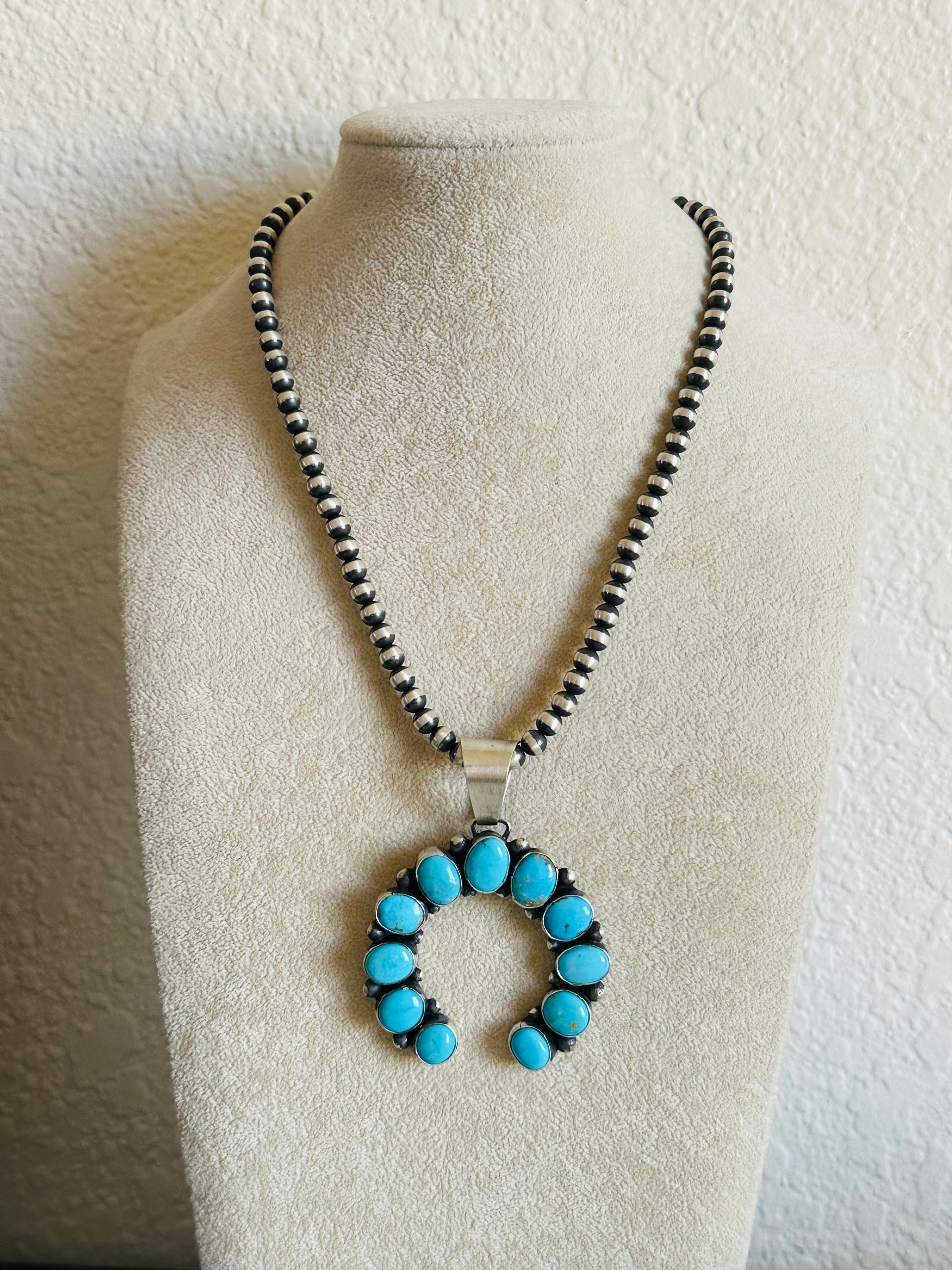 Bessie Johnson Blue Ridge Turquoise & Sterling Silver Naja Pendant