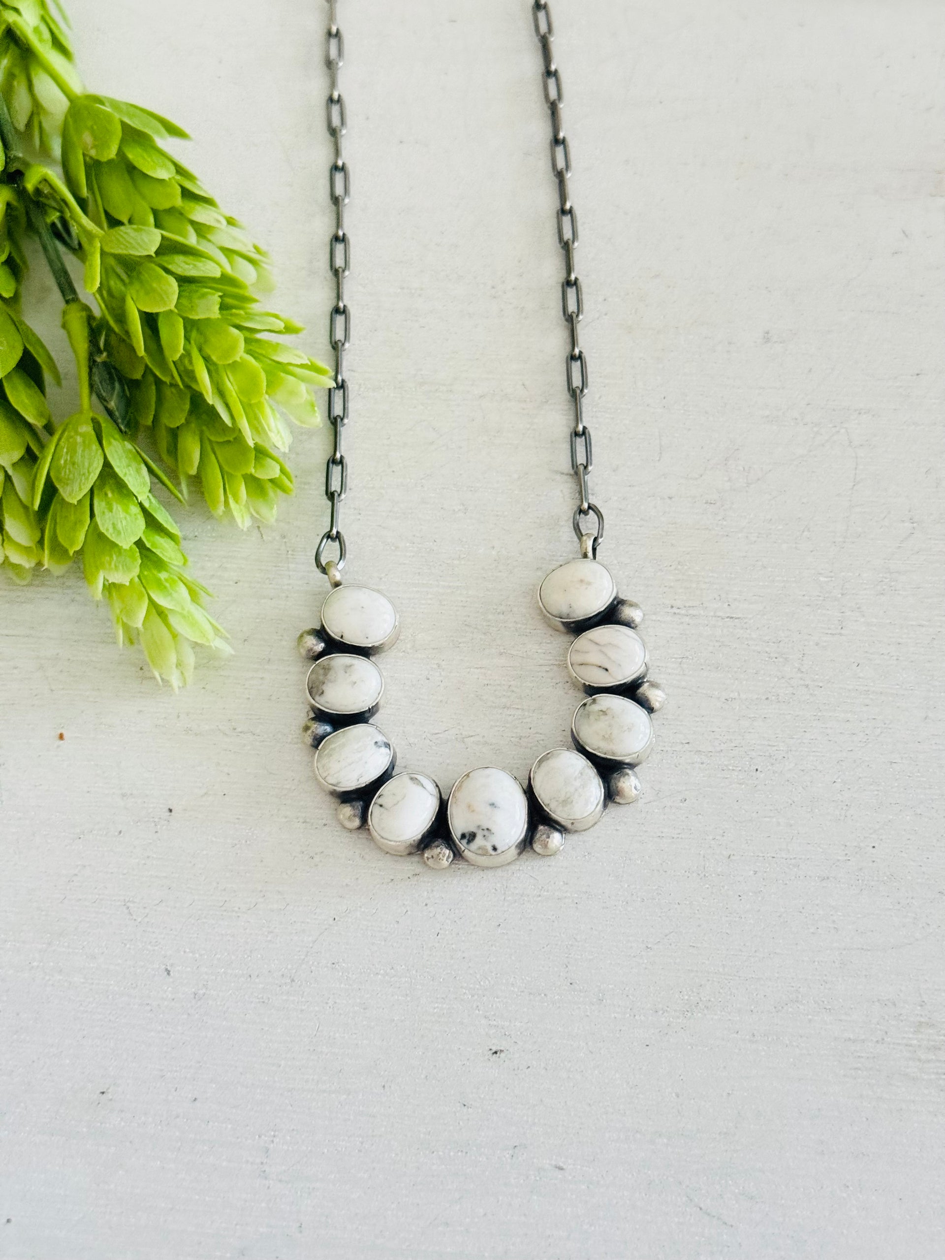 Aarron Robinson White Buffalo & Sterling Silver Naja Cluster Necklace