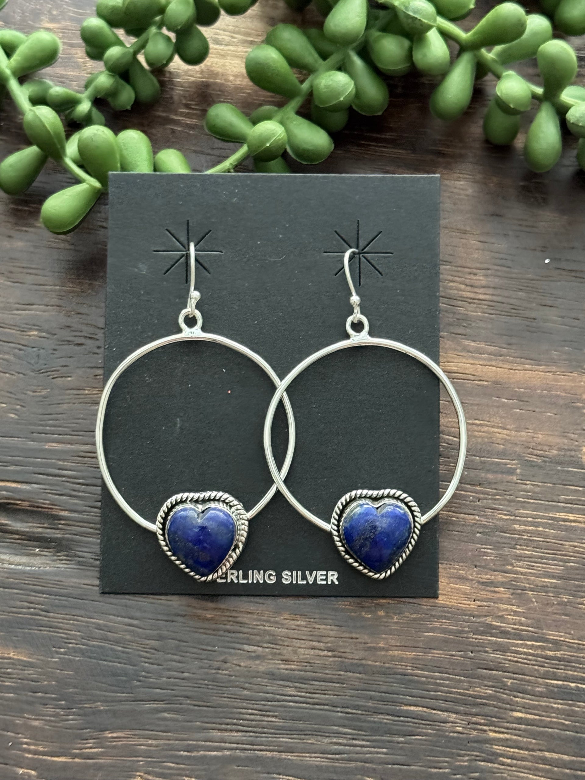 Southwest Handmade Peruvian Pink Opal & Sterling Silver Heart Dangle Earrings