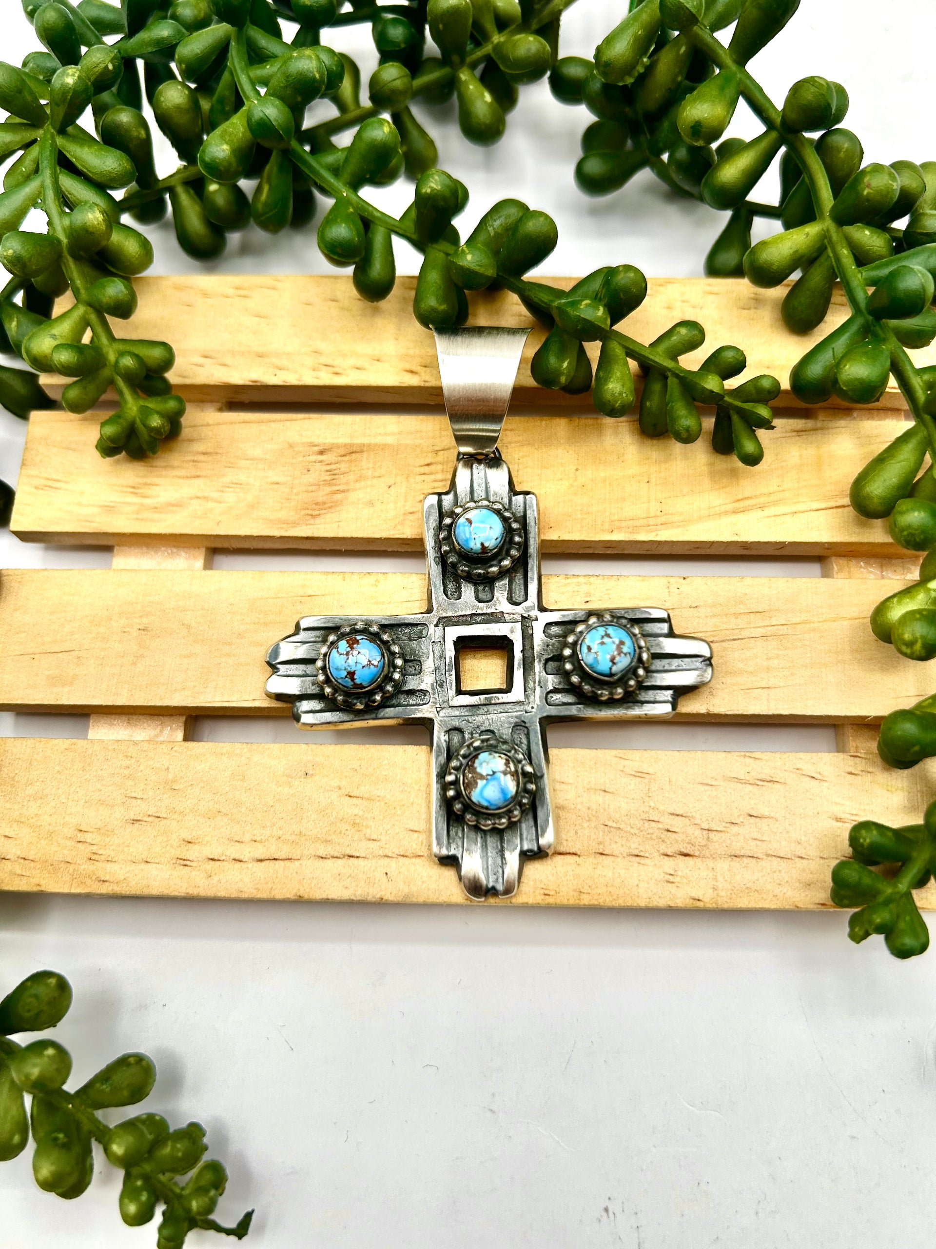 Chimney Butte Golden Hill Turquoise & Sterling Silver Pendant