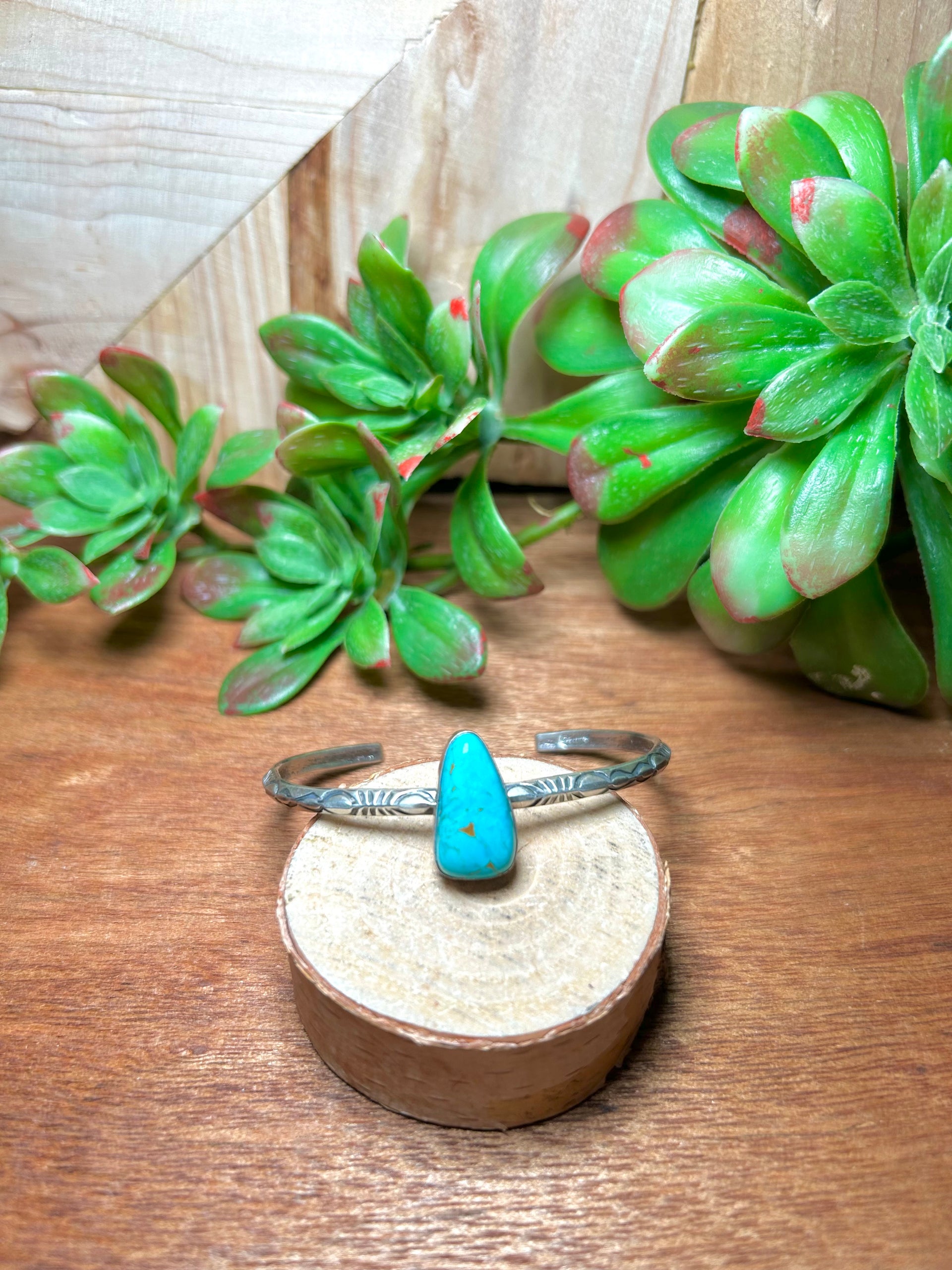 Navajo Made Royston Turquoise & Sterling Silver Cuff Bracelet