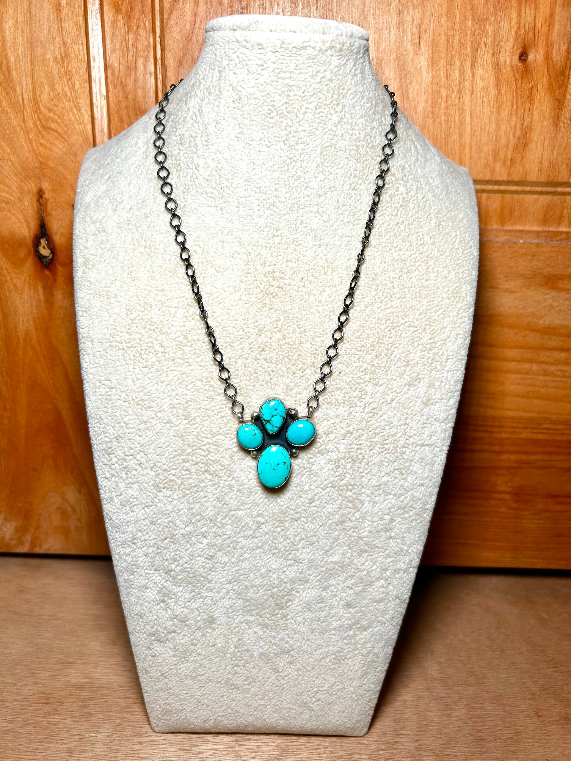 Navajo Made Mixed Turquoise & Sterling Silver Necklace