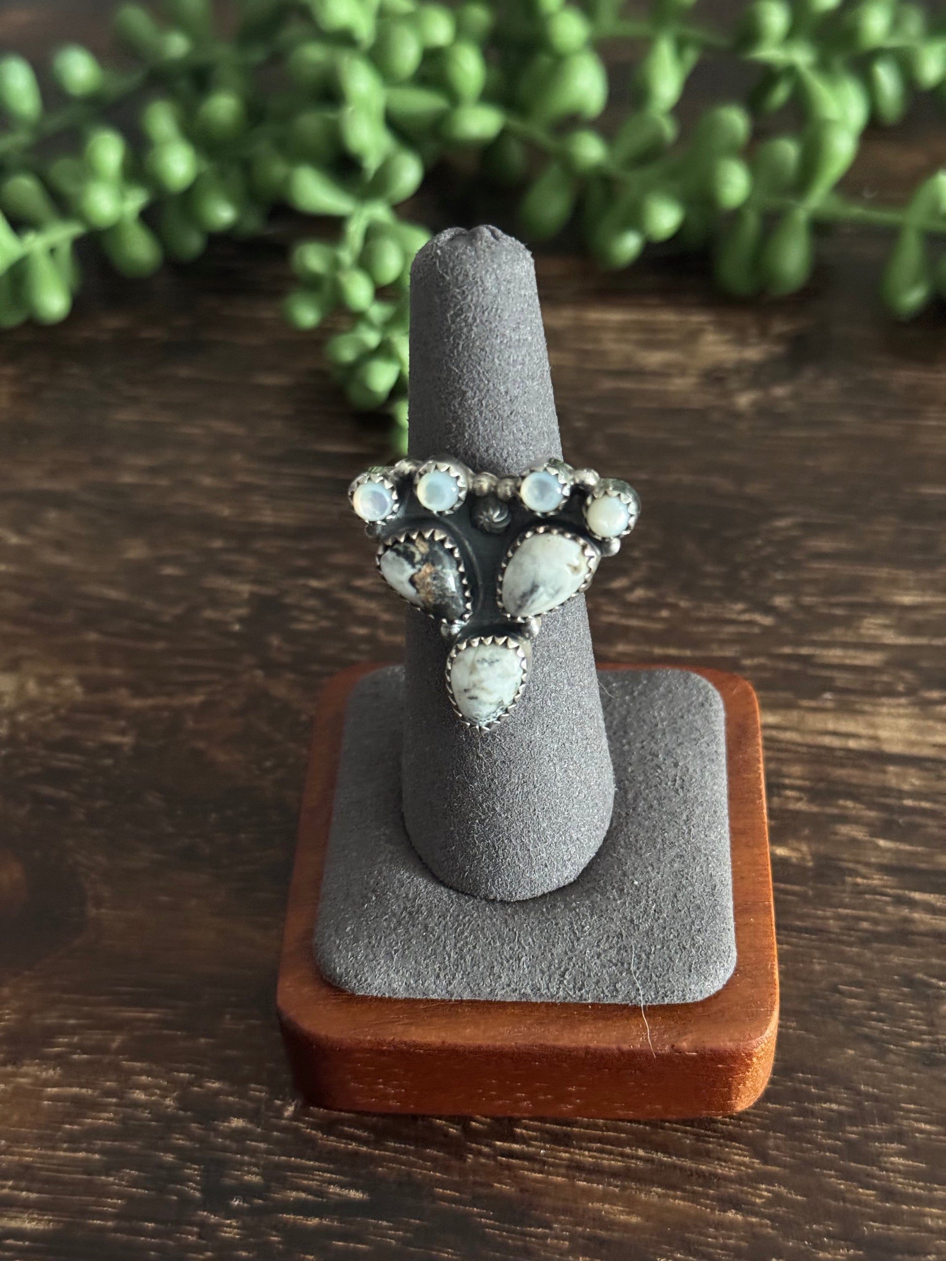 Southwest Made Multistone & Sterling Silver Adjustable Cluster Ring