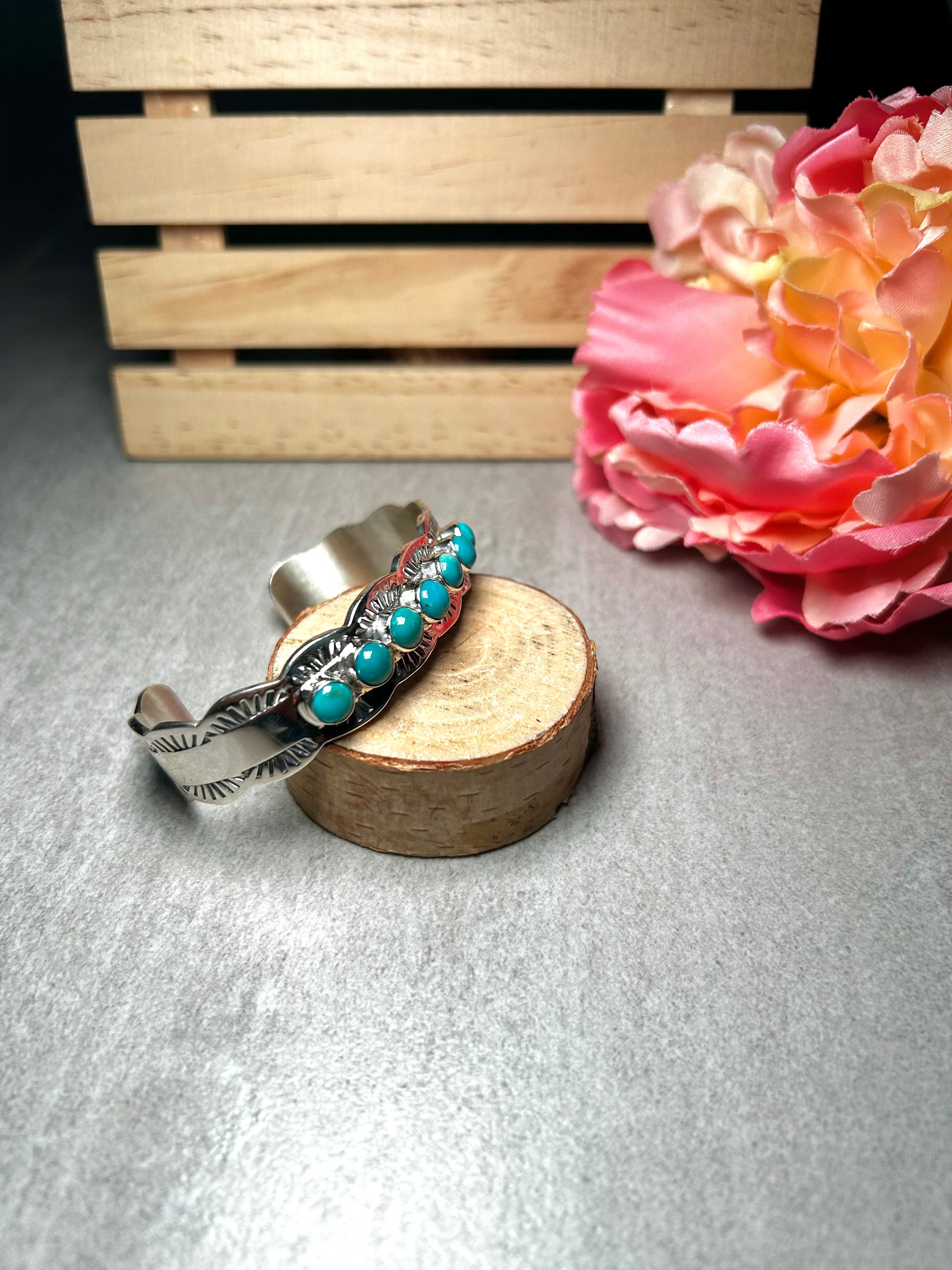 Navajo Made Kingman Turquoise & Sterling Silver Cuff Bracelet